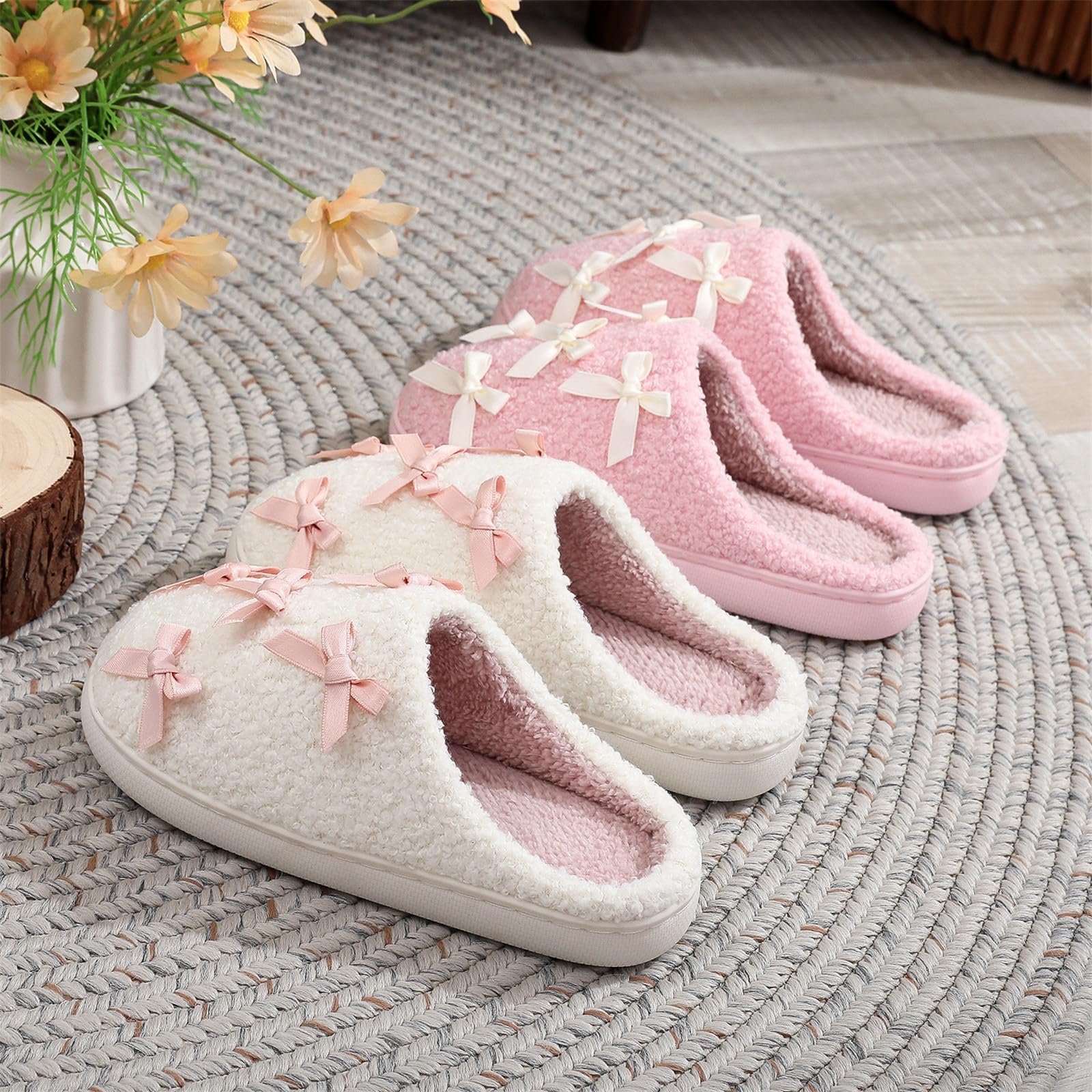 Zapatillas de estar por casa de invierno para mujer, de felpa, suaves, cálidas, para invierno, antideslizantes, ligeras, suaves, para hombre y mujer