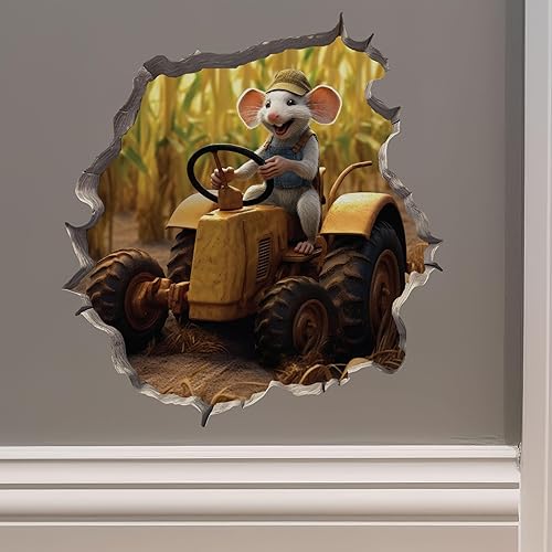 Adhesivo de pared 3D con agujero de ratón de granjero con agujero de ratón