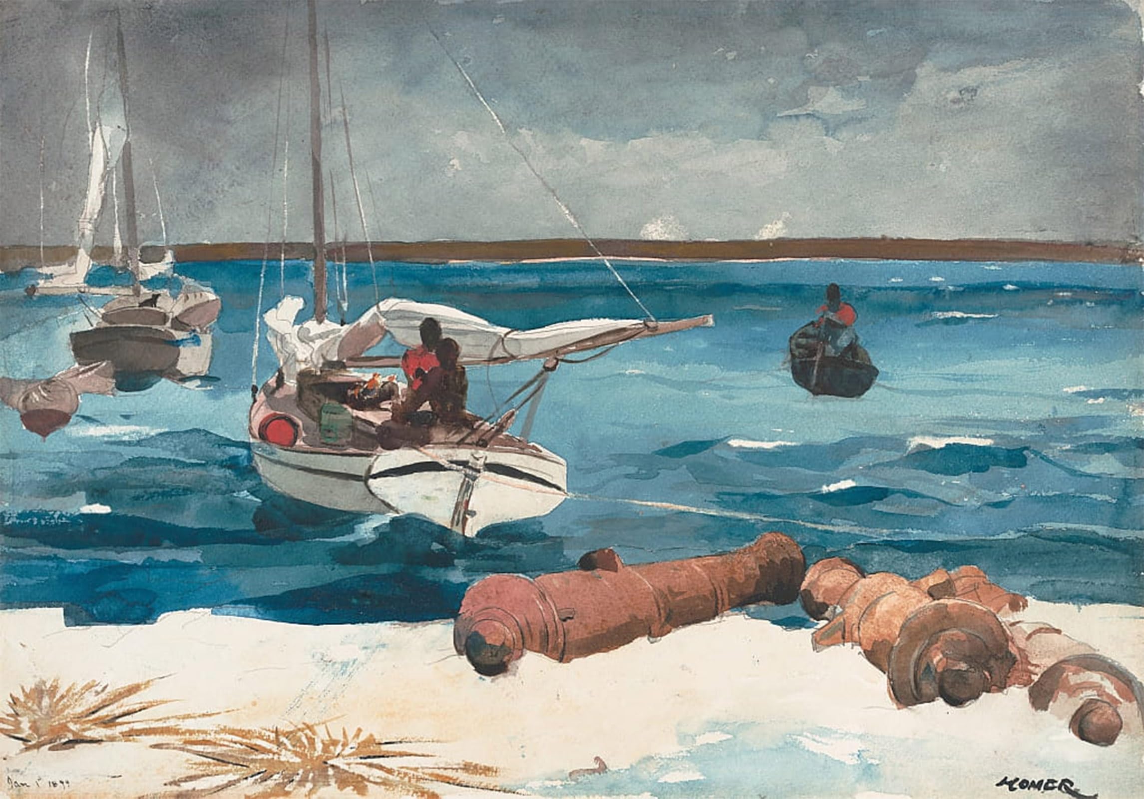 SERENDIPITP Retro Picture Poster Wall Art Pictures Painting Nassau by Winslow Homer Wall Art Canvas Print for Wall Decor 60x90cm