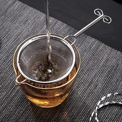 Miniatura 2 de Colador de té de acero inoxidable 1810 (plata, mango largo), filtros de drenaje de té para juego de té Kung Fu, accesorios de filtro de café