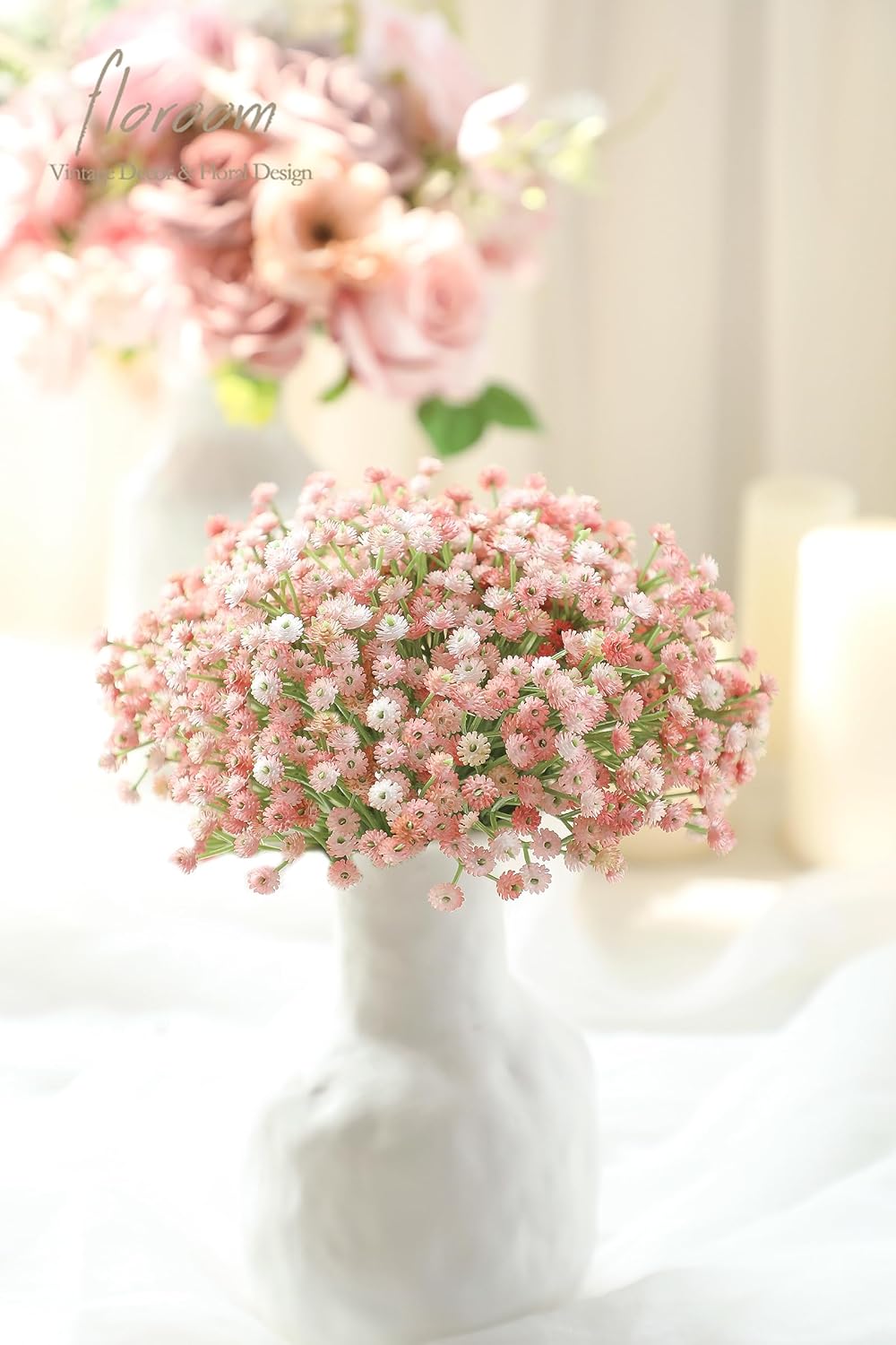 Floroom 18pcs Artificial Babys Breath Gypsophila Greenery Sprays, Real Touch Dusty Rose Blush Pink Fake Flowers for Wedding Bouquets Centerpieces Floral Arrangements and Decorations - Image 2