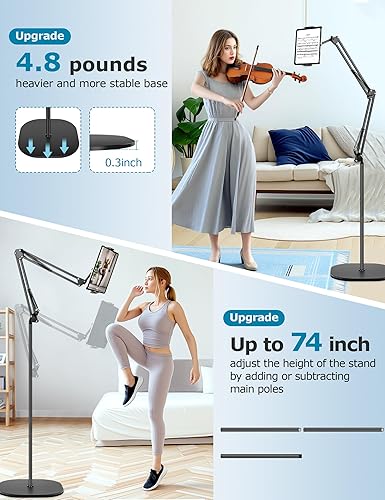 Miniatura 3 de Soporte de suelo para tablet, soporte de piso para iPad con base estable, rotación de 360, soporte ajustable para tableta, compatible con iPad,