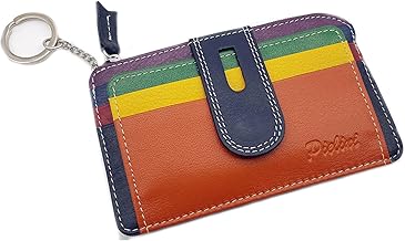 Pielini - Small Leather Purse for Women with Large Purse. Large Capacity Card Holder. Interior Keychain. Model 3037, navy, Casual