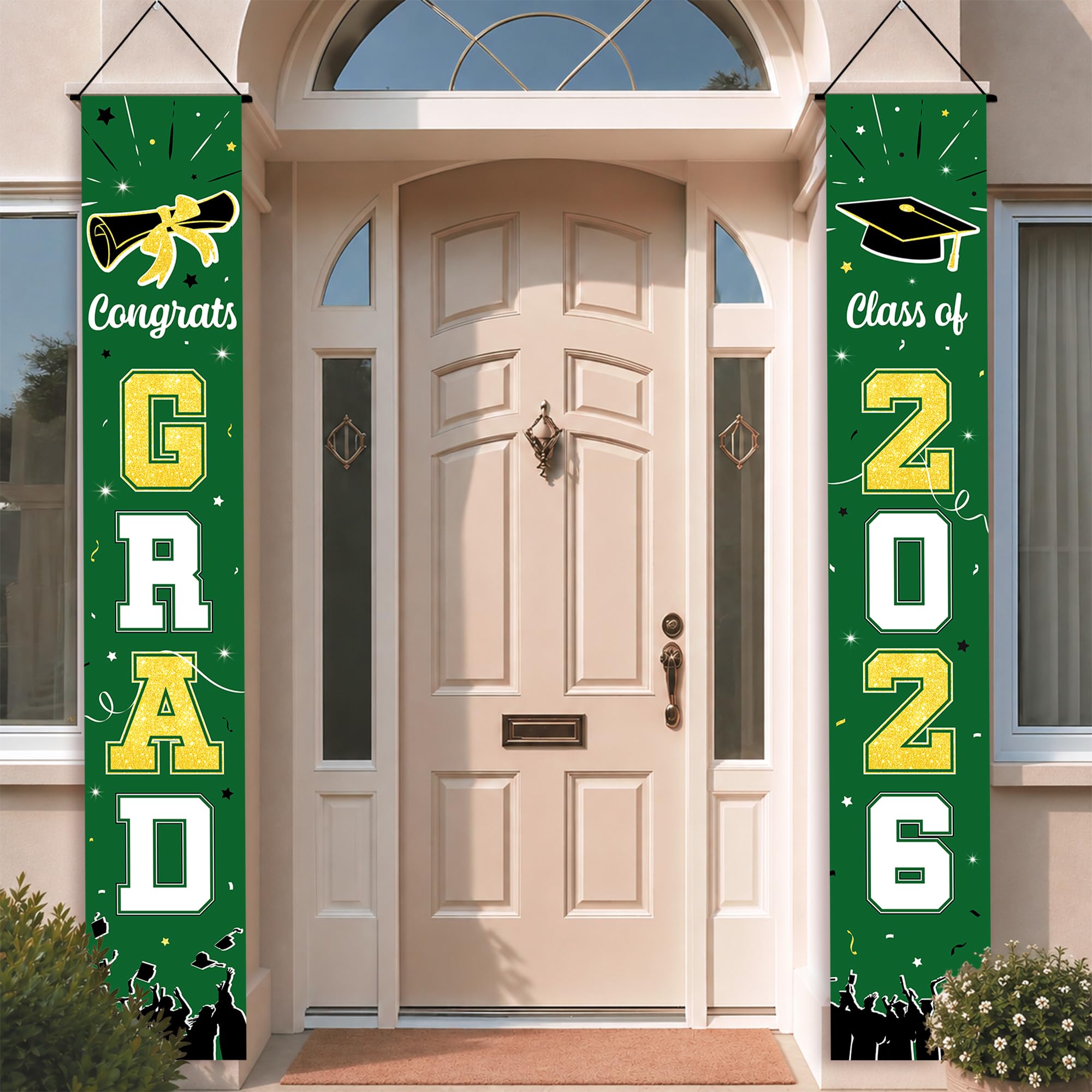 Green Grad Banner with Stars