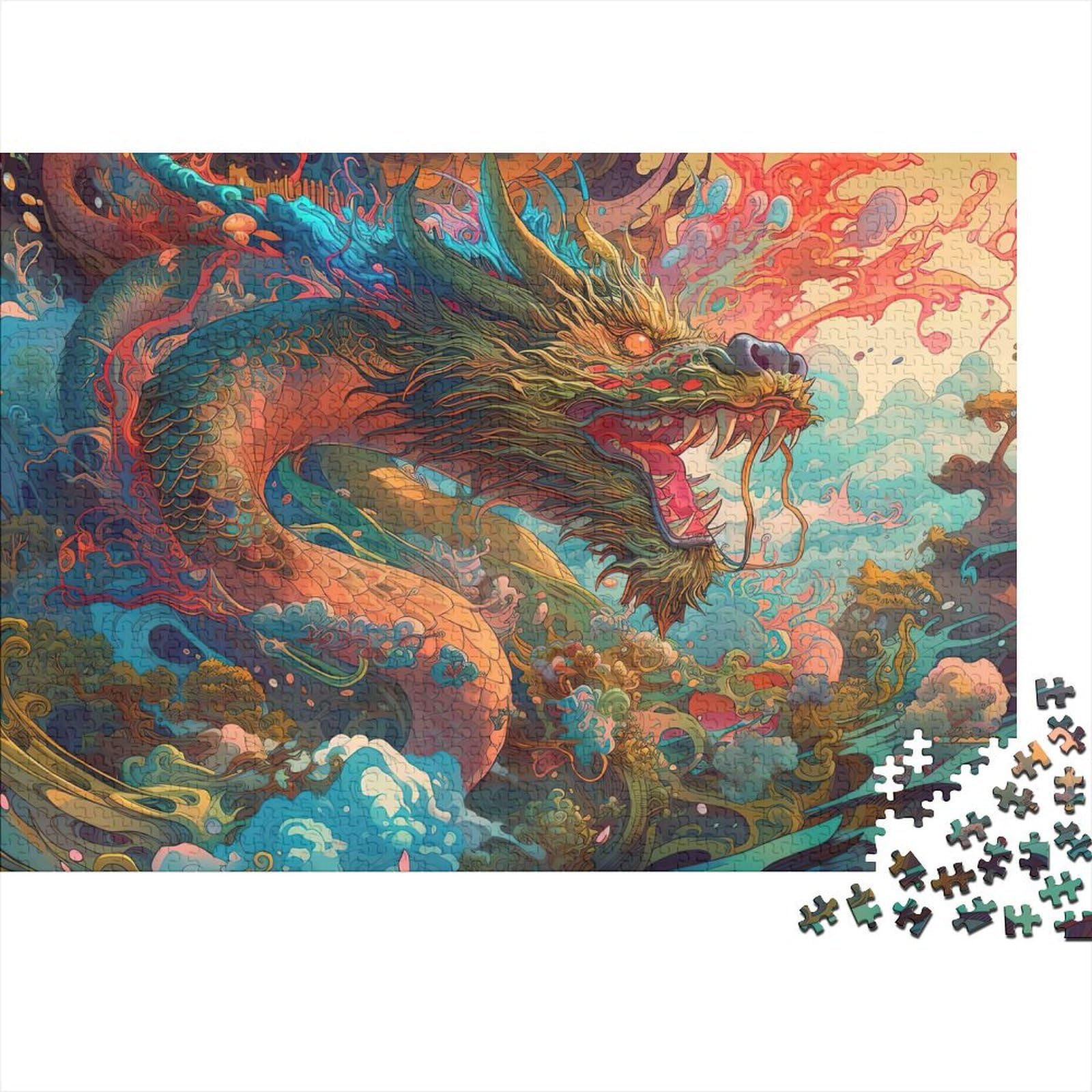 1000pcs Mini Puzzle For Family Dragon Cloud Fantasy Challenging