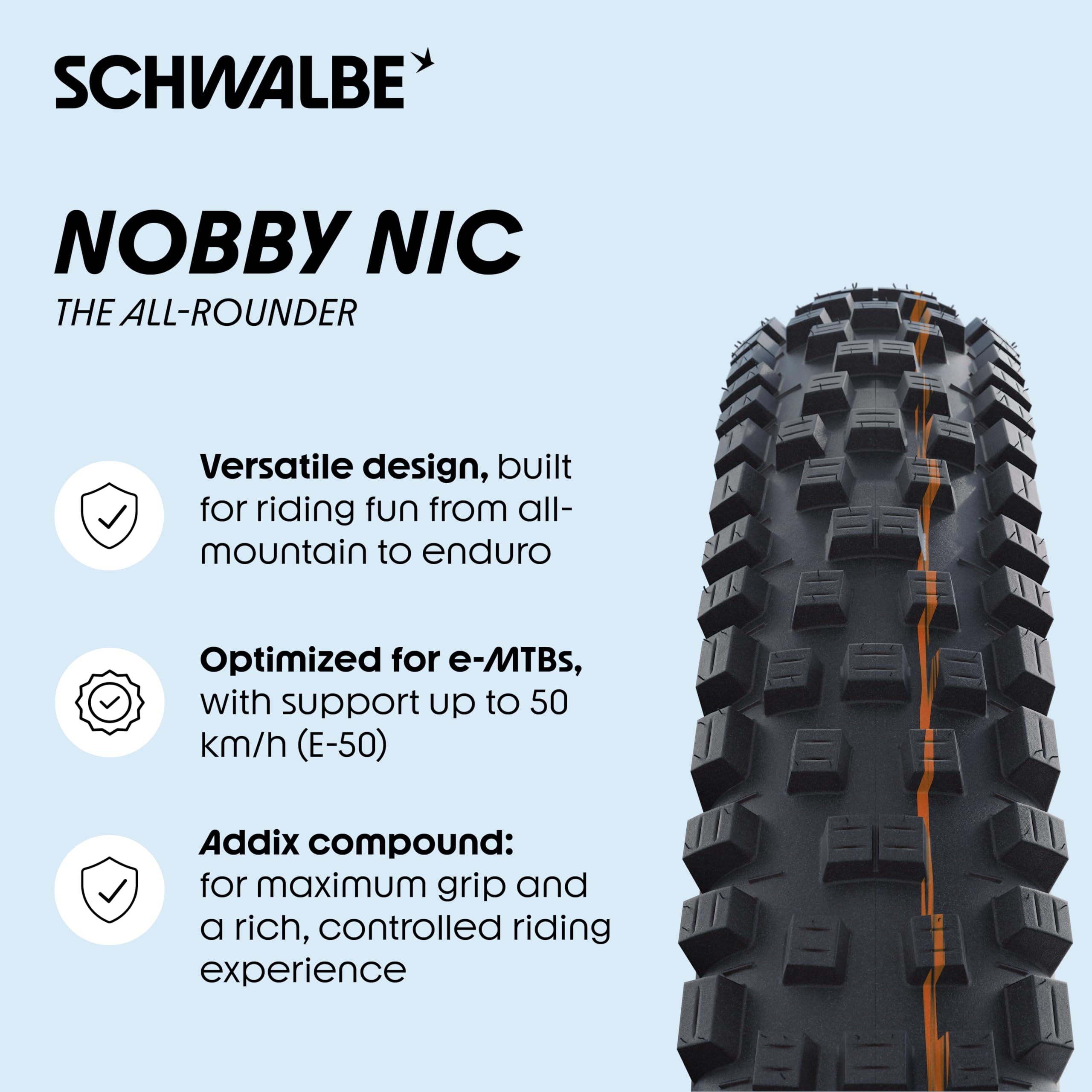 Amazon.com : Schwalbe Nobby Nic Evo MTB Bicycle tyre – 26”, 27