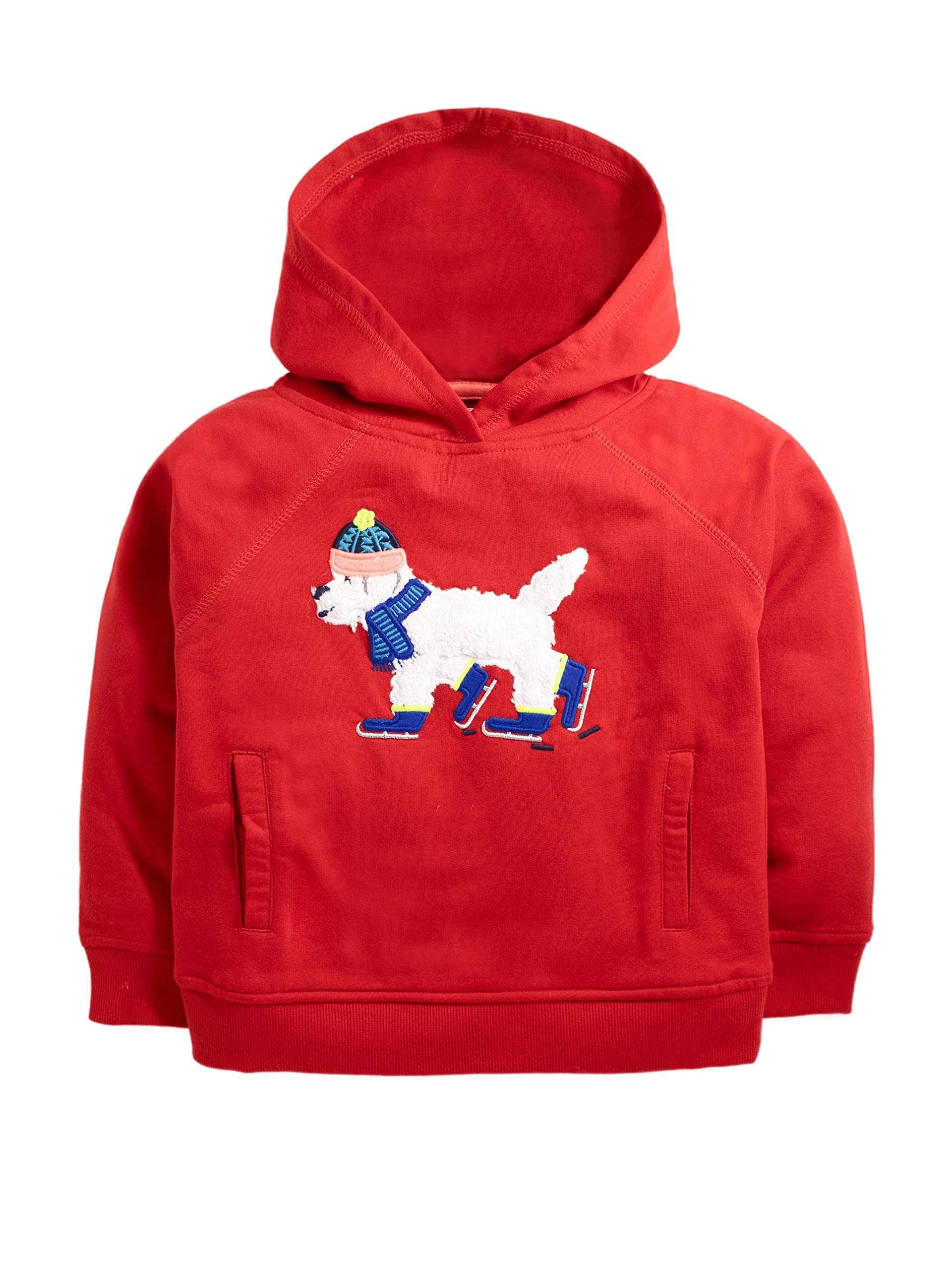 CHERRY CRUMBLE Red Embroidered Fleece Cotton Blend Boys & Girls Casual Bright Embroidered Welt Pockets Winter Warm Pullover Hooded Sweatshirt (7L-SWSHRT-4404)