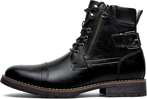 Miniatura 4 de Vostey Botas de hombre para hombre, botas casuales para motocicleta, combate, tobillo, botas de vestir para hombre