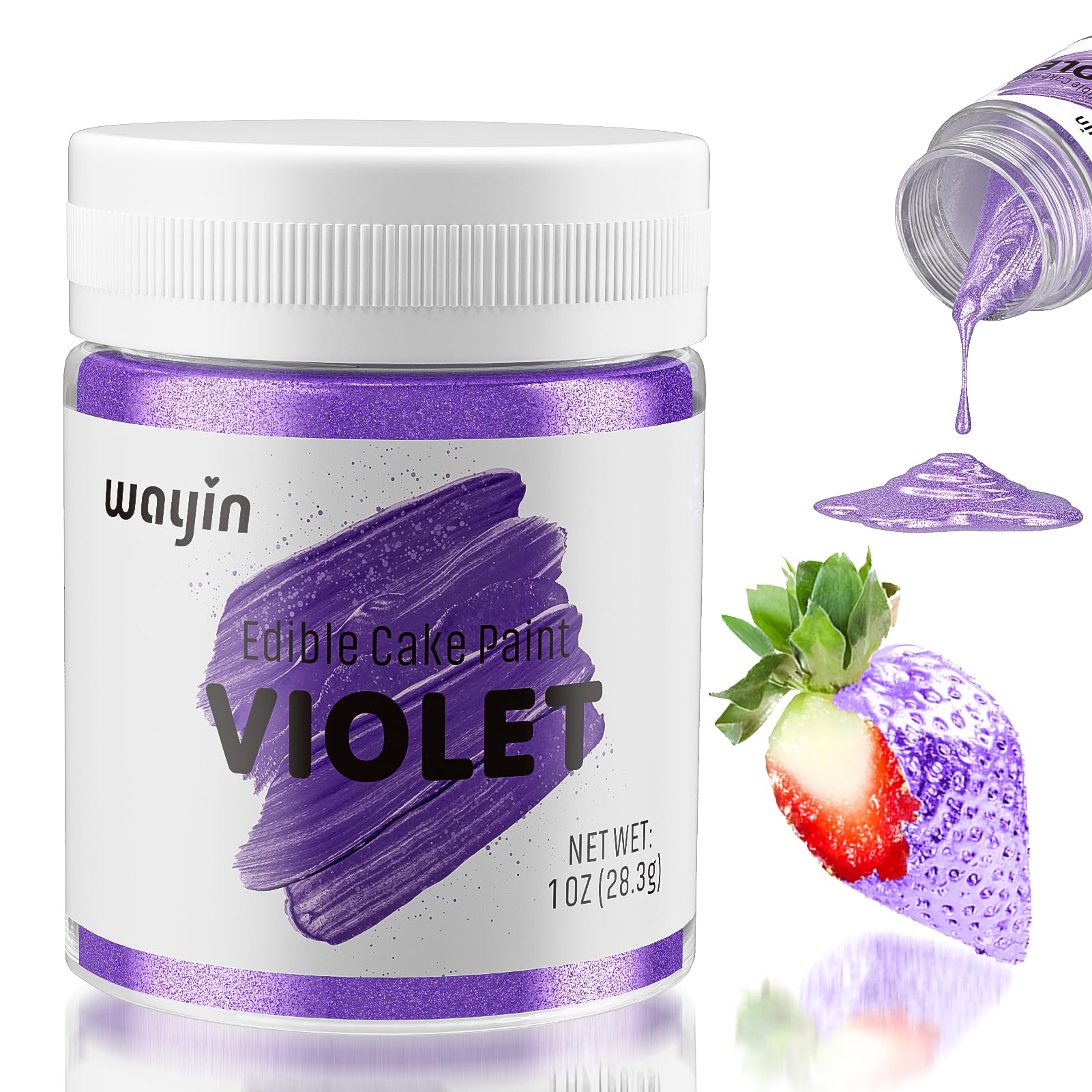 Purple Edible Art Decorative Paint -Vibrant Color Food Coloring Upgraded Edible Glitter Decorative Cake Paint for Baking, Cupcake, Cookie, Fondant, Donuts, Chocolate, Icing Frosting-Purple/(28.3g/Bottle)