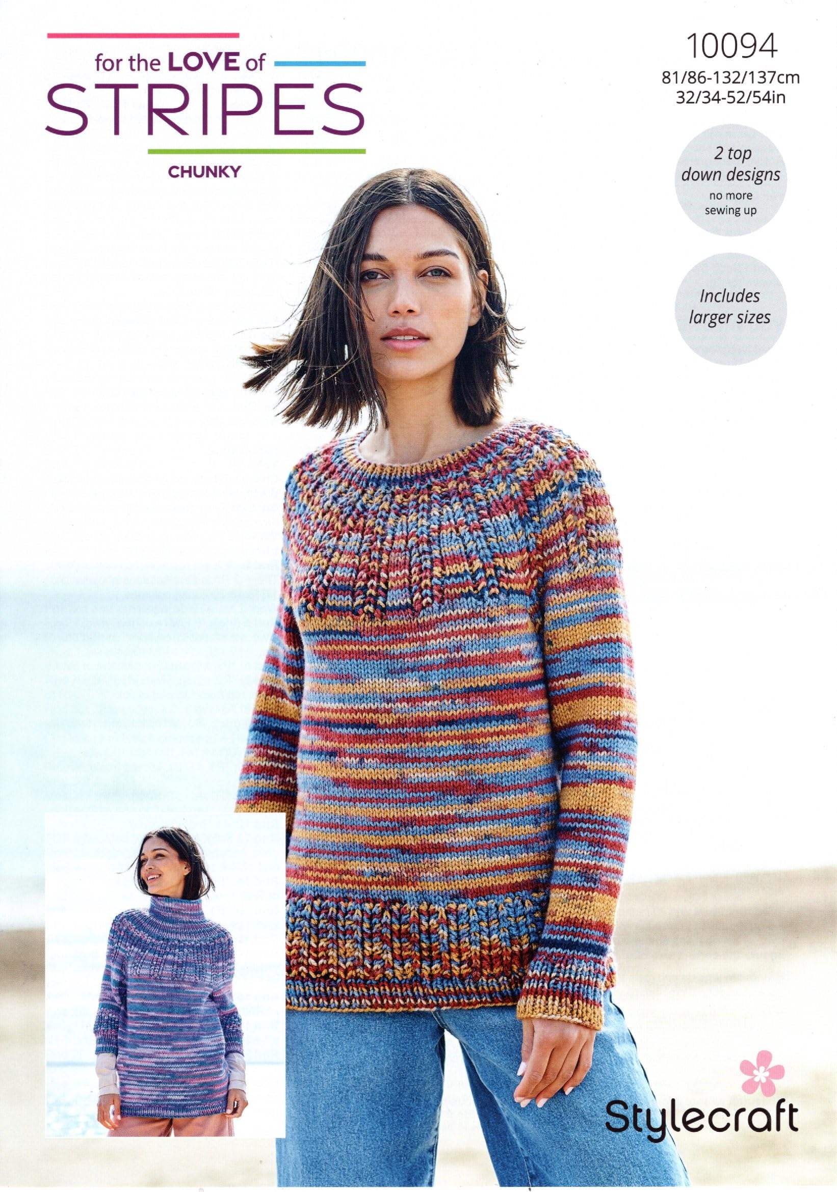 Stylecraft Women's Multicoloured Chunky Knitting Pattern -10094 Sweaters (2 Designs)