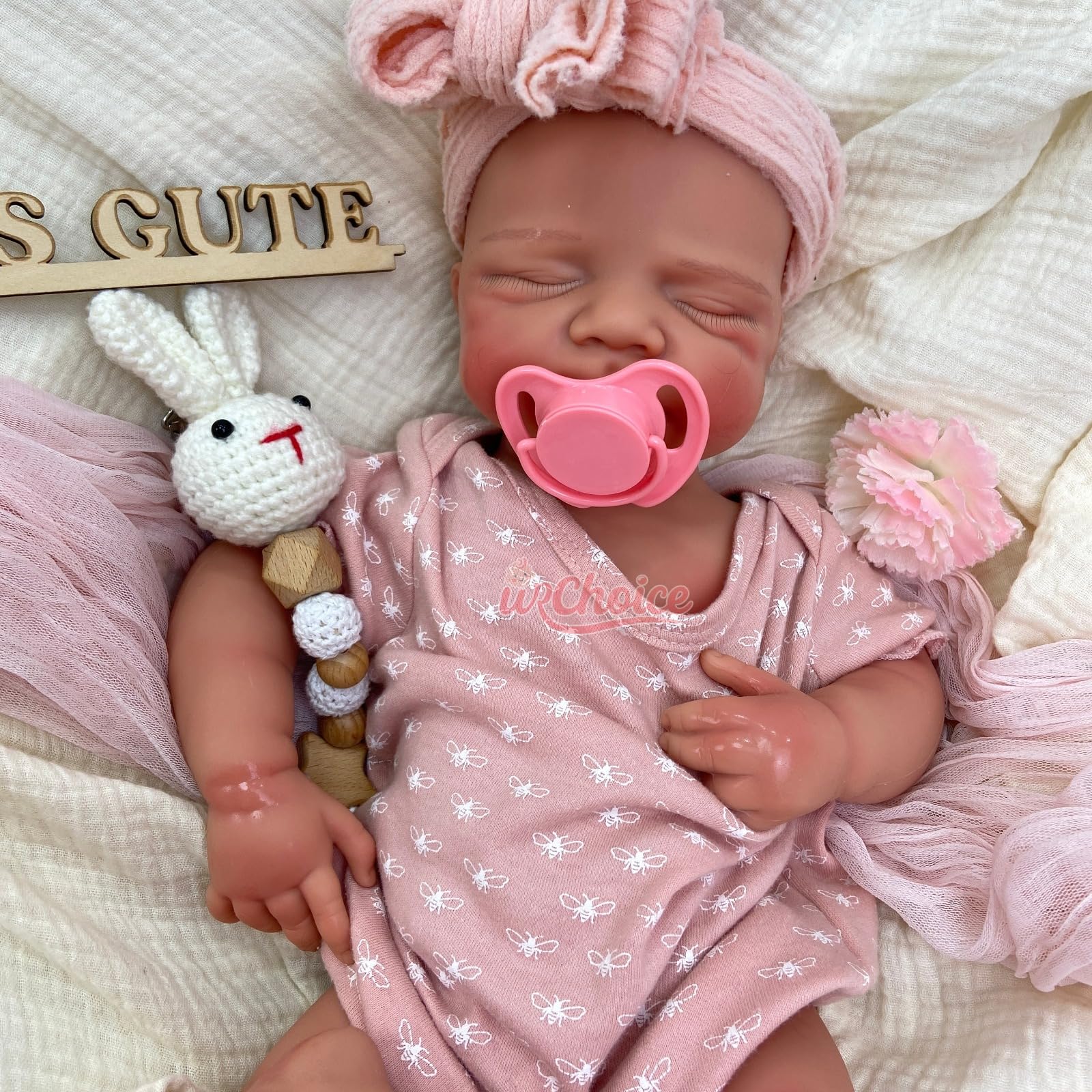 Muñeca Bebé Reborn Silicona de Cuerpo Completo,50cm con Boca Abierta