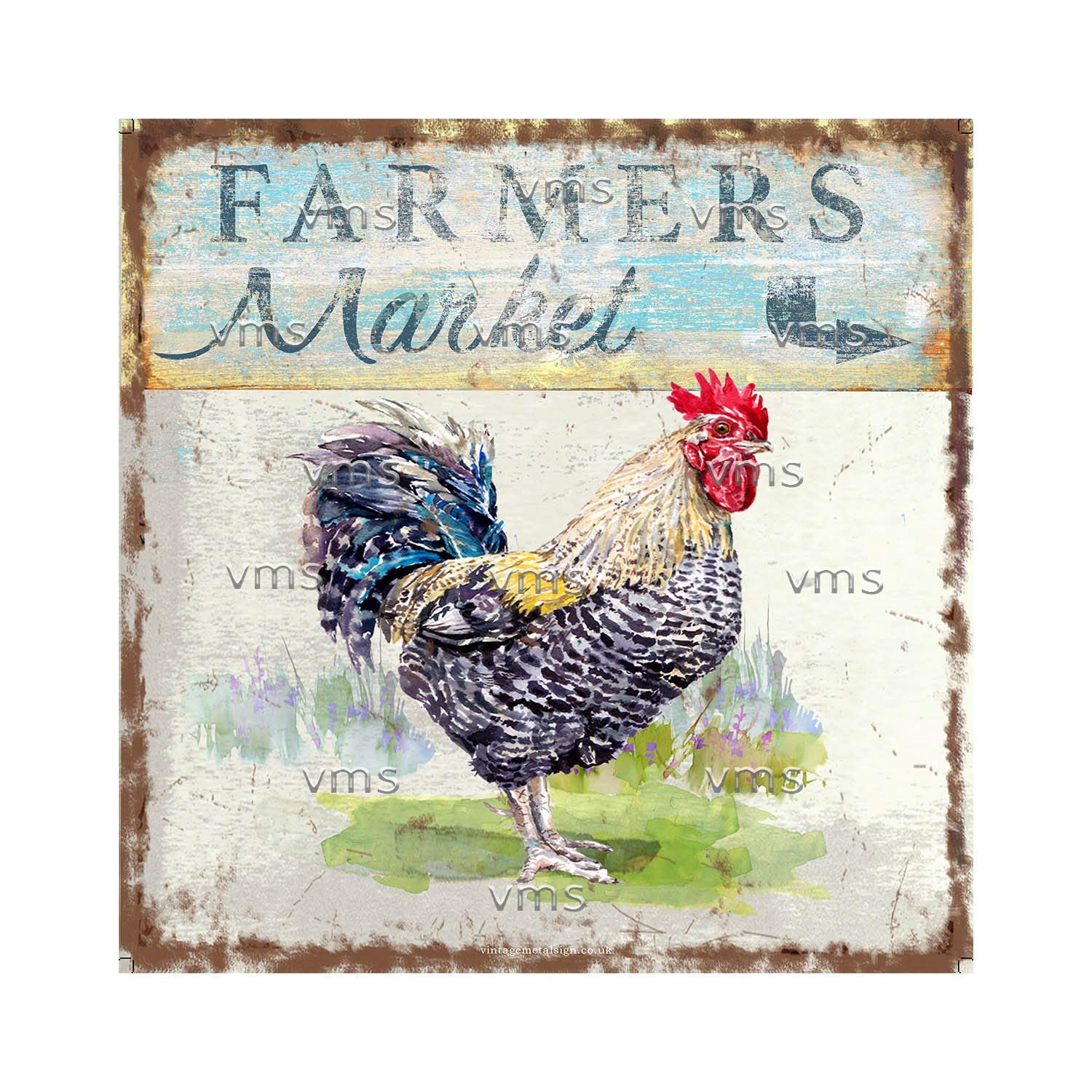 Vintage Metal Sign Metallic/Silver Cockrell Farmers Market 12X12 Inch Home Decor Inside Outside Bar Kitchen Pub Decorative Plaques