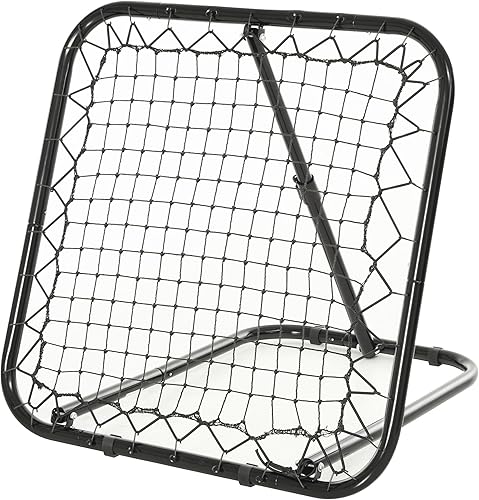 Soozier Red de rebote de fútbol, 3 x 3 pies, red de portería de entrenamiento portátil ajustable en ángulo con diseño plegable rápido, tubo de metal