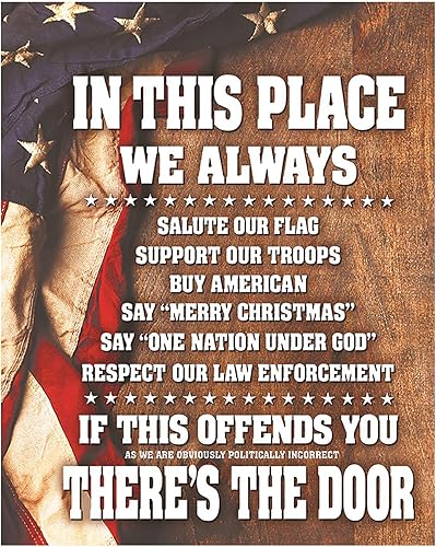 "In This Place-We Salute the Flag & Support Our Troops"-8x10" Wall Decor Print-Ready to Frame. Pro-American, Patriotic Decor for