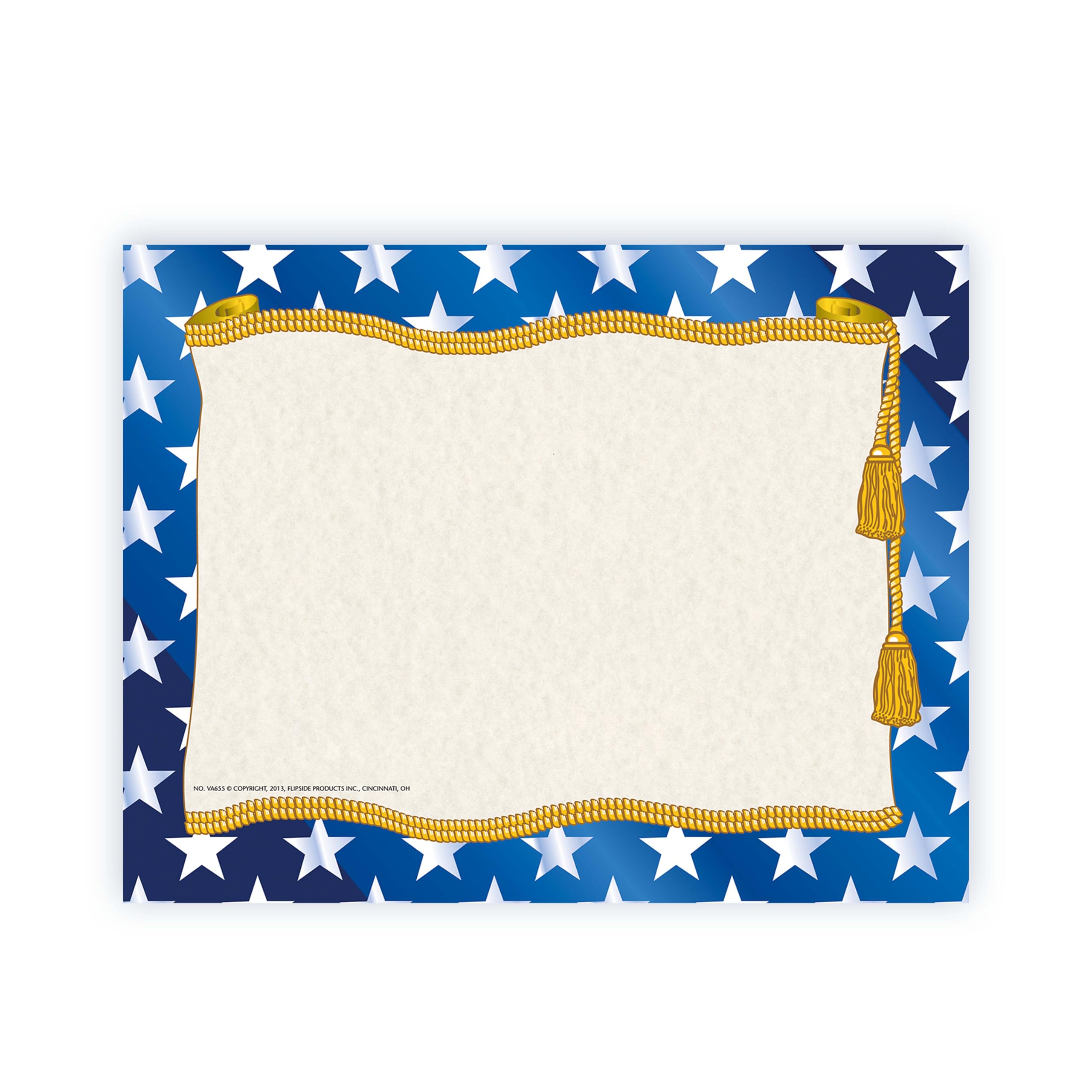 Hayes Stars Certificate Border Paper, Patriotic Blue & Gold Certificate Paper, Customizable Awards, Diplomas & Invitations, Full-Color Matte Finish, 8.5" x 11" - 50 Pack