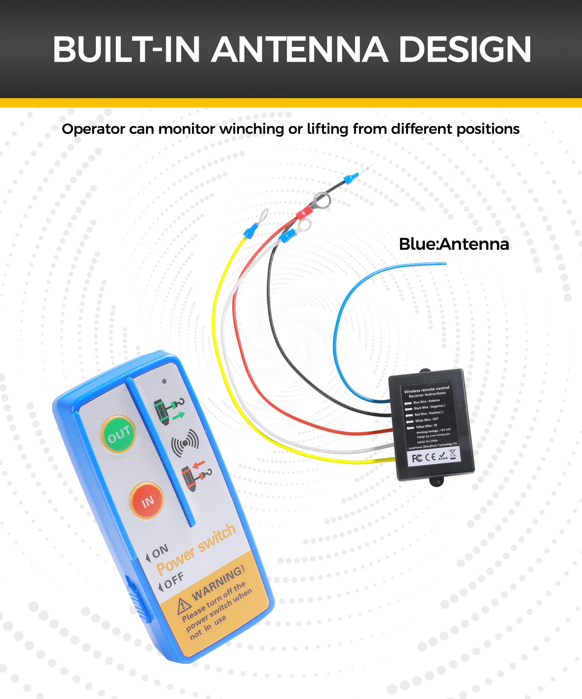 Flaconi Control Remoto del Remolque Volquete,Controlador de Cabrestante Inalámbrico,Mando Inalambrico para Cabrestante,Adecuado para Automóviles,Vehículos Todo Terreno,Jeeps,SUV