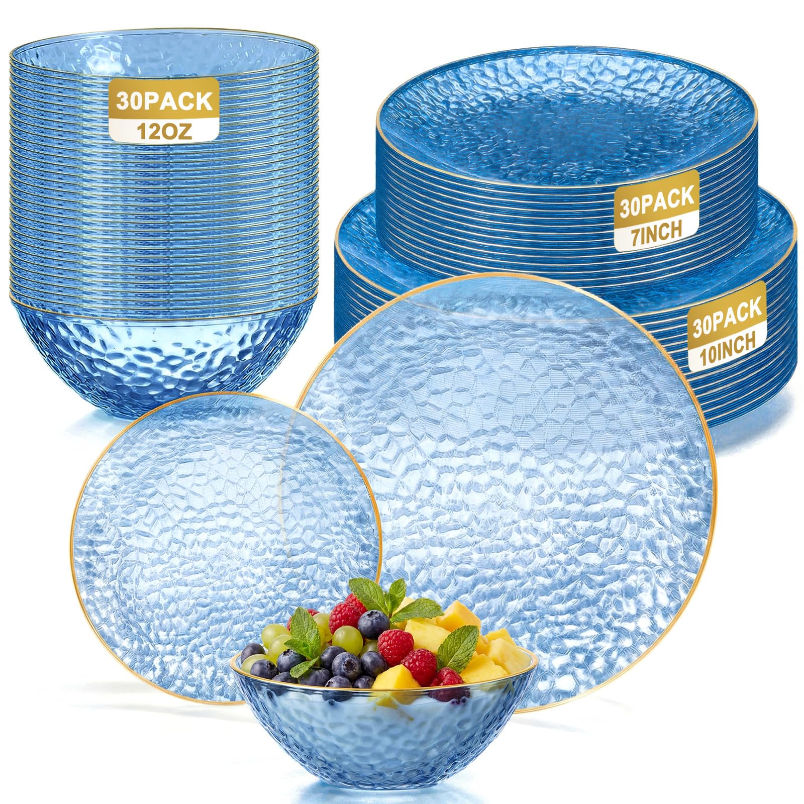 Havawish 90 Pcs Clear Plates & Bowls - 30 Guests -9