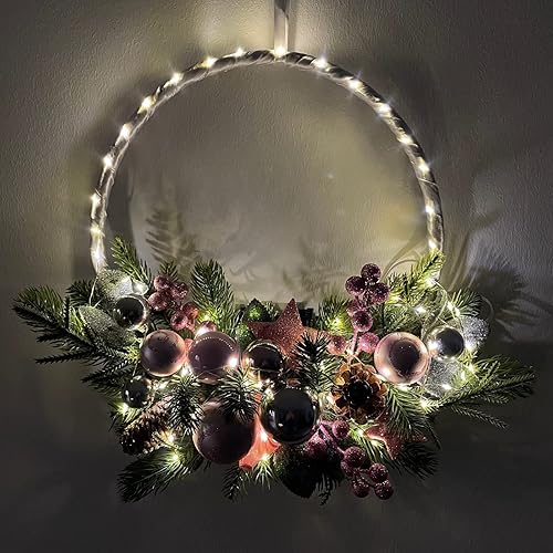 Miniatura 3 de Corona de puerta Corona de Navidad con luces LED Temporizador y adornos de Navidad Decoración Navidad a granel Artículos devueltos de Navidad a la