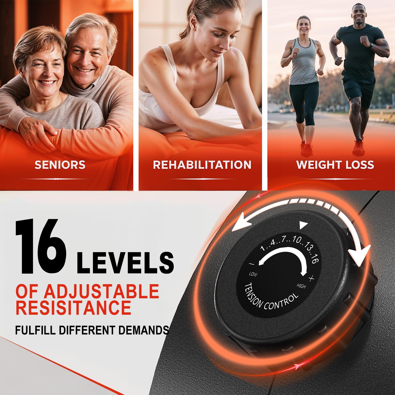 BM5 Liegeergometer - 150kg belastbar, für Zuhause, Fitness & Rehabilitation - 16 magnetische Widerstandsstufen, selbstleuchtendes Display, Bluetooth - Liegefahrrad Heimtrainer