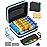 FRIWOLE Monthly Pill Organizer 2 Times a Day, with Weekly Pill Bag, Portable Hard Shell, Pill Cutter, Plastic Opening Pick, Monthly & Weekly Stickers, Convenient Medication Management and Tracking