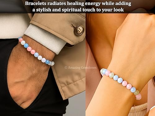 Miniatura 203 de Amazing Gemstone Pulsera de cristal para mujeres y hombres, pulsera de cristal curativo de protección, pulsera ajustable con cuentas de piedras