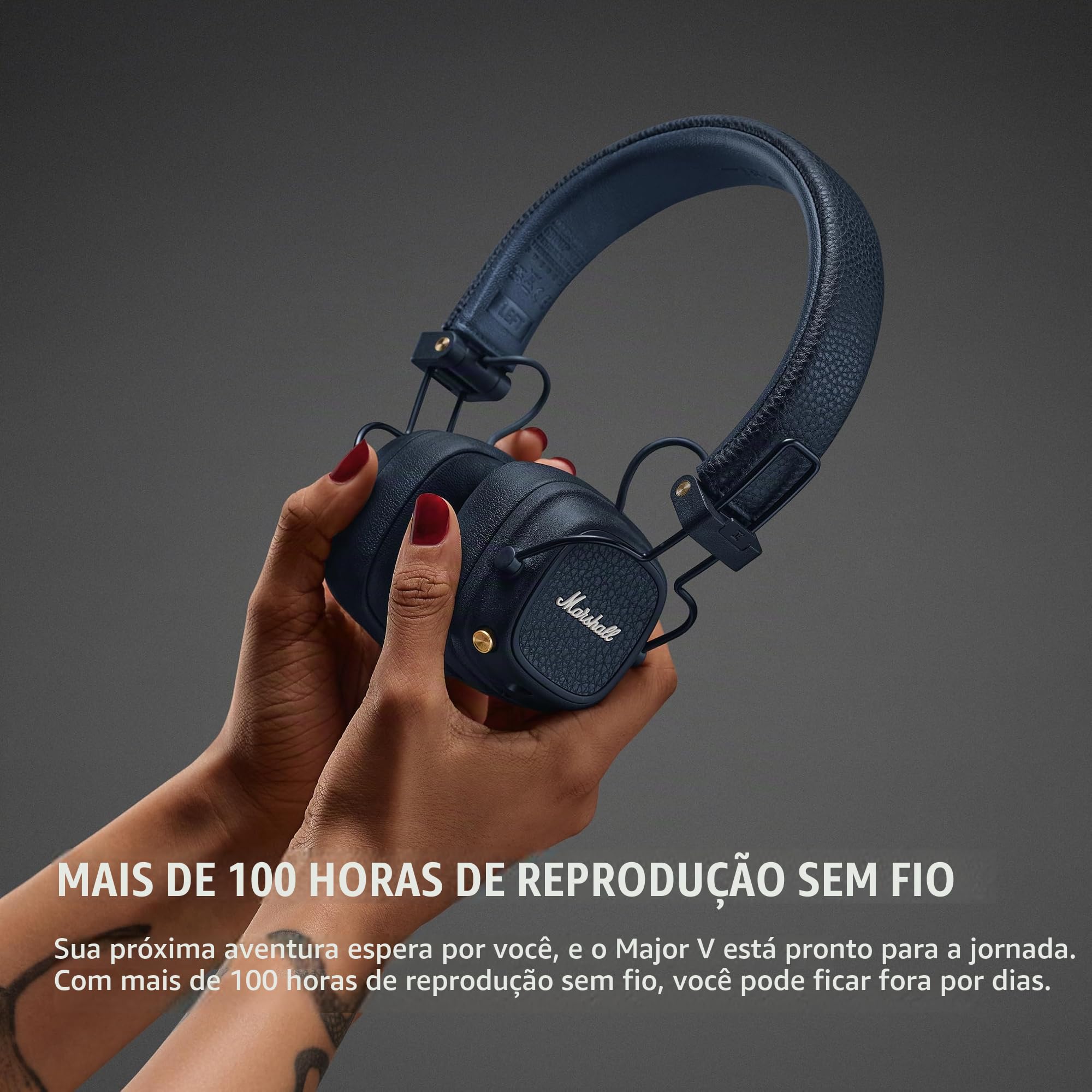 Marshall Major V Bluetooth On Ear Headphones - Midnight Blue