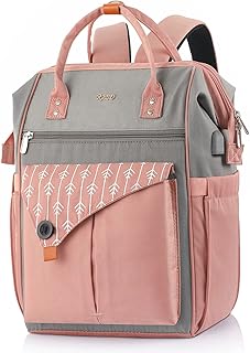 RJEU Zaino per Laptop, Zaino per Computer Portatile 15.6 Pollici, Zaino Donna con Caricatore USB, Zaino Lavoro Donna per Scuola Viaggio (H58-PINK)