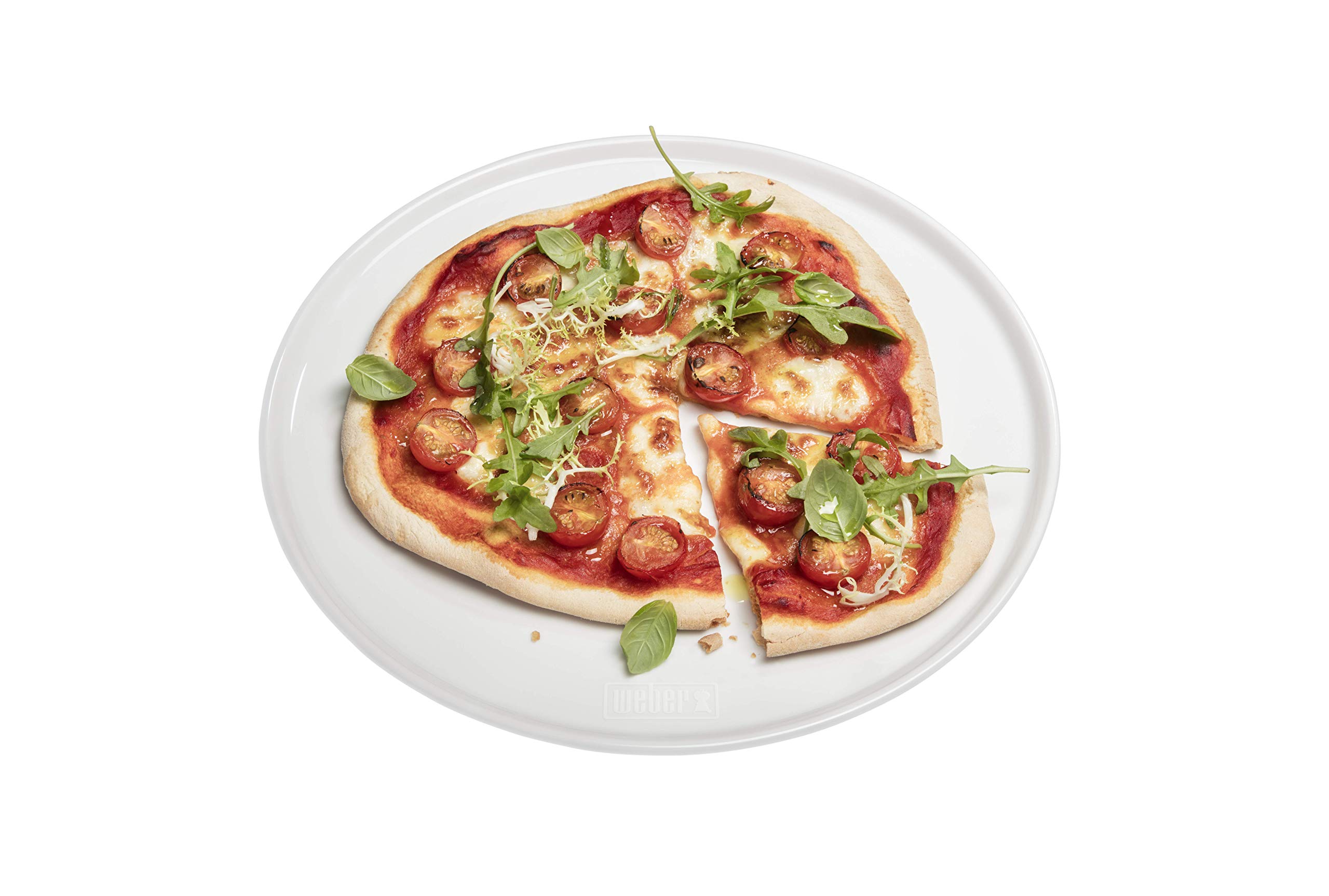 Weber Piatto Pizza in Porcellana (Ø30cm) Set da2, in Porcellana Dura Estremamente Resistente a Graffi, Perfetto per l'uso all'aperto, Fondo Extra Rinforzato, Lavabile in lavastoviglie -Bianco(17883)