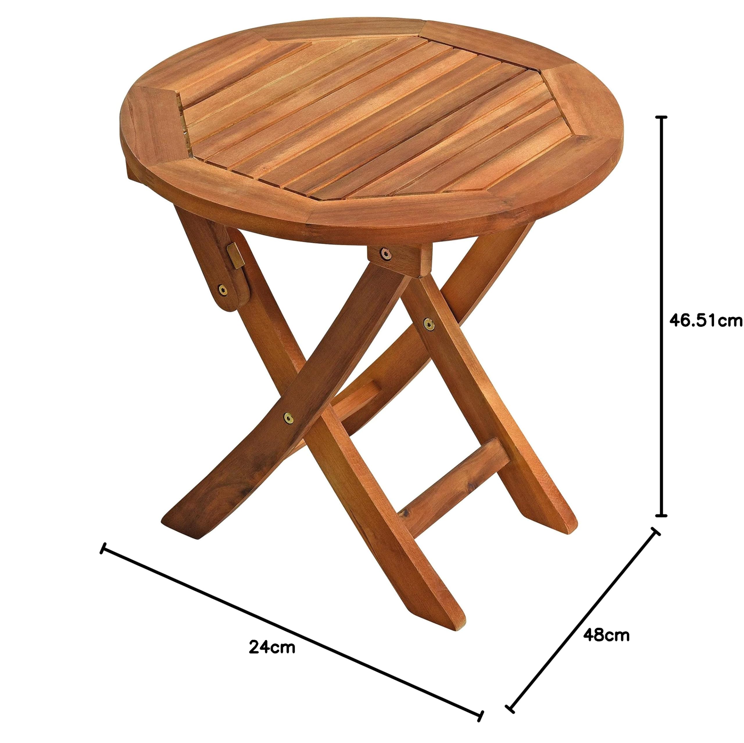 ESTEXO Gartentisch Balkontisch Beistelltisch 48 cm Rund Akazienholz Klapptisch Tisch Holztisch