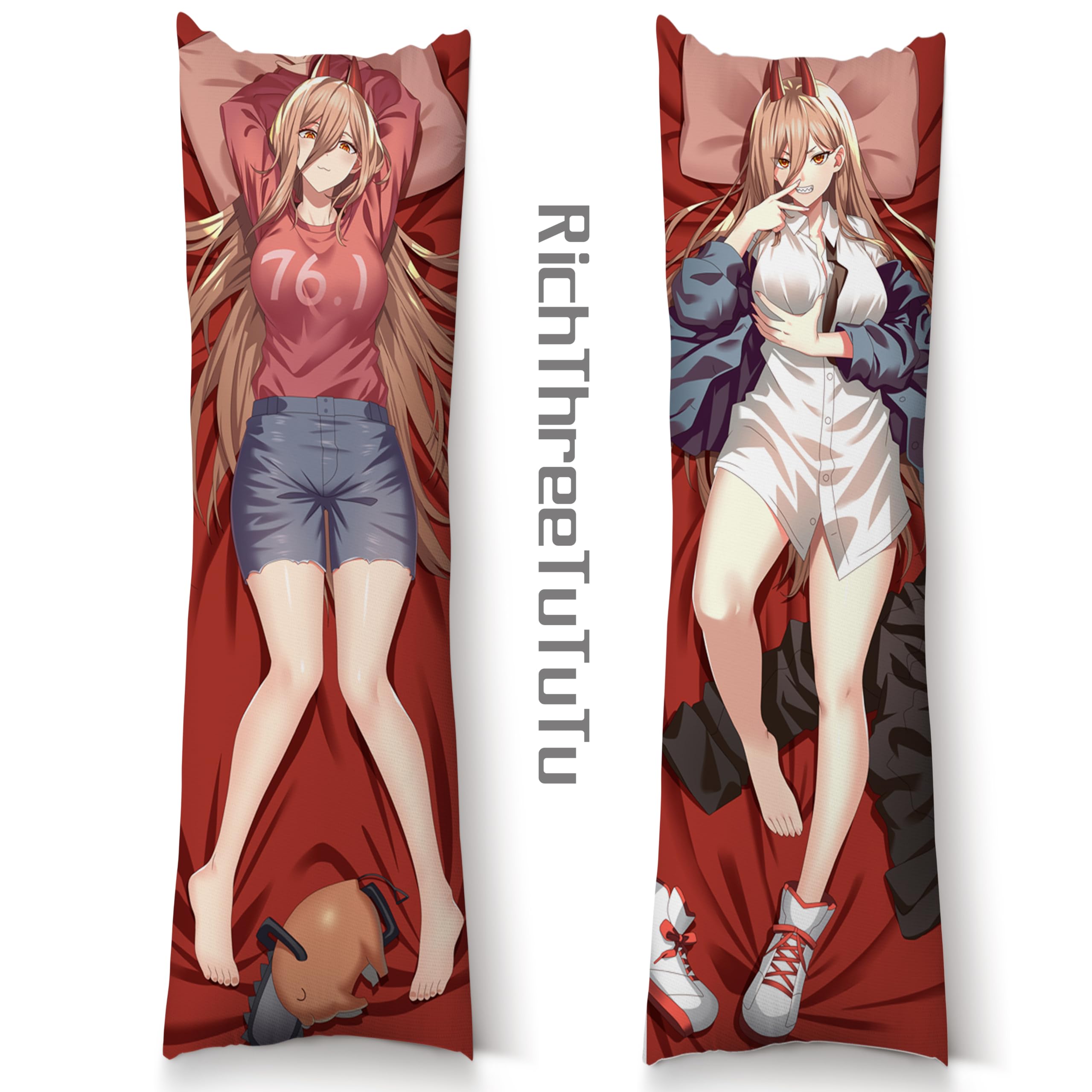 Japanese Dakimakura 59"x20" Inchs Anime Hugging Body Pillowcase, 50x150 cm Decorative Throw Pillow Cover Chainsaw Man(Power )