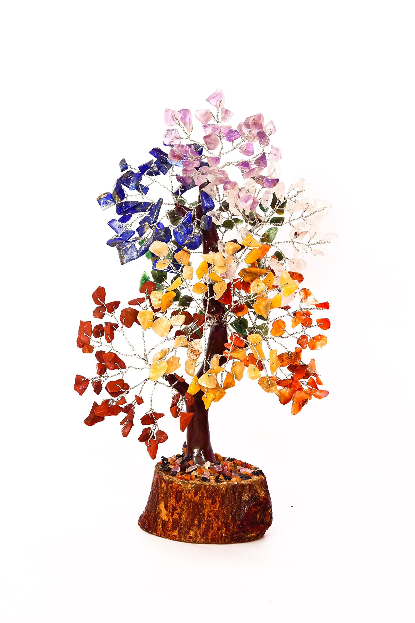Good Luck Seven Chakra Tree Attracts Money & Health Crystal Gemstone Office & Home Décor for Stability & Peace (11-12inch with 300 Beads) Seven Chakras