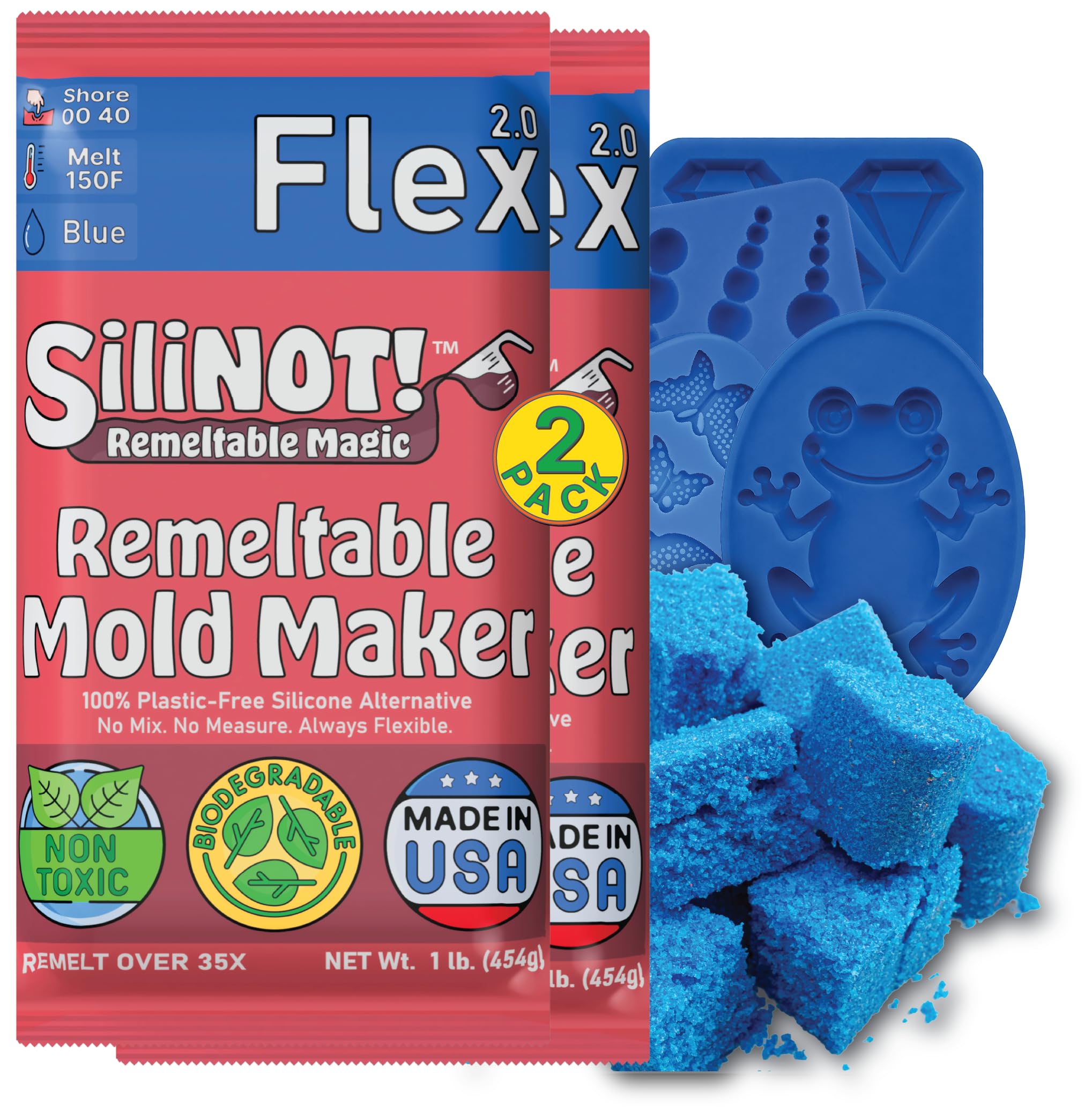 Kit de fabricación de moldes de silicona extraíble de 2 libras. - Más fácil que el molde de silicona. Reutilización 30x, sin mezcla, no tóxico, seguro para contacto con alimentos para moldes de yeso,