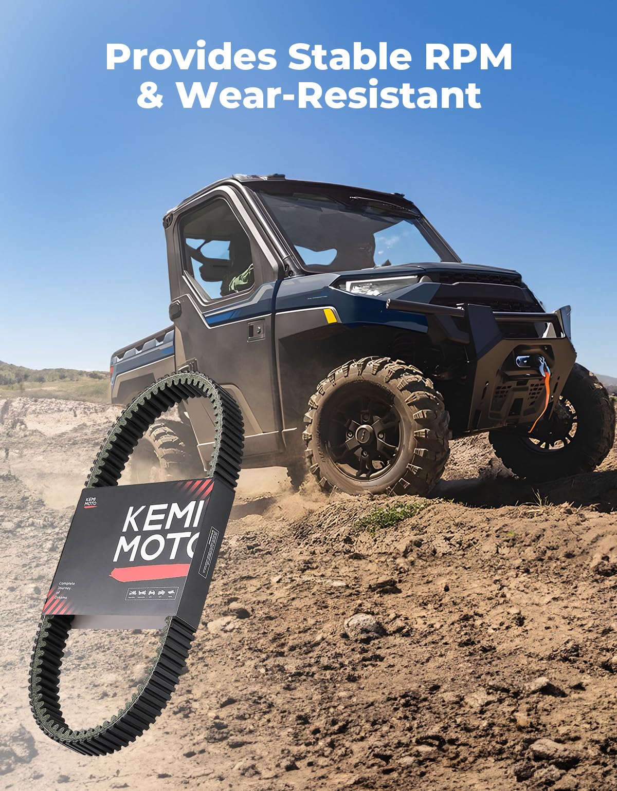 KEMIMOTO Courroie d'entraînement CTV de rechange #3211186 compatible avec Polaris Ranger 1000/1000 XP/1000 CREW/PRO XD, Polaris RZR/XP4 1000, courroie de transmission UTV résistante à la chaleur