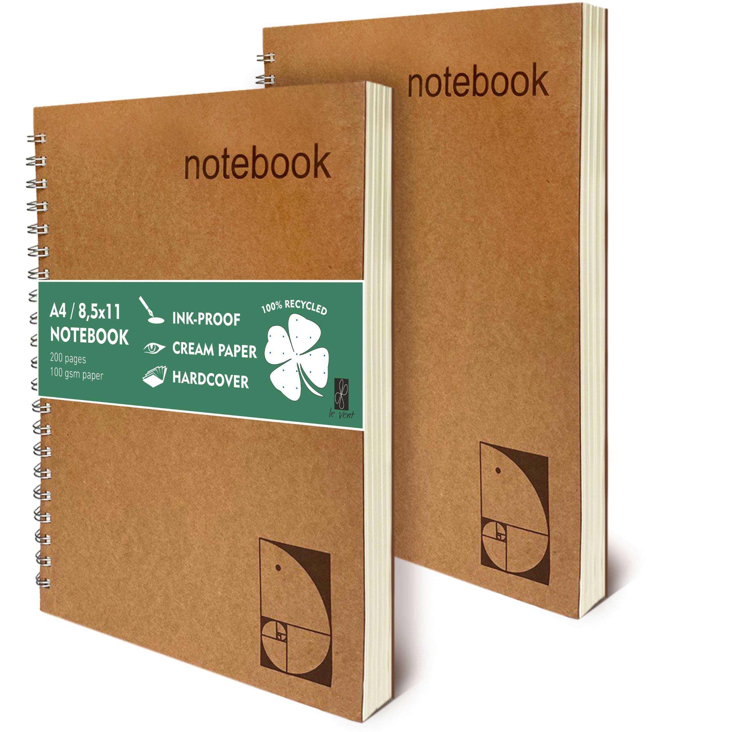 le vent Notizbücher mit Punktraster, A4, gepunktet, 21,6 x 27,9 cm, gepunktet, 200 Seiten aus hochwertigem, 100 g/m² dickem, tintenfestem Papier, großes Bullet Journal zum Schreiben, Skizzieren und