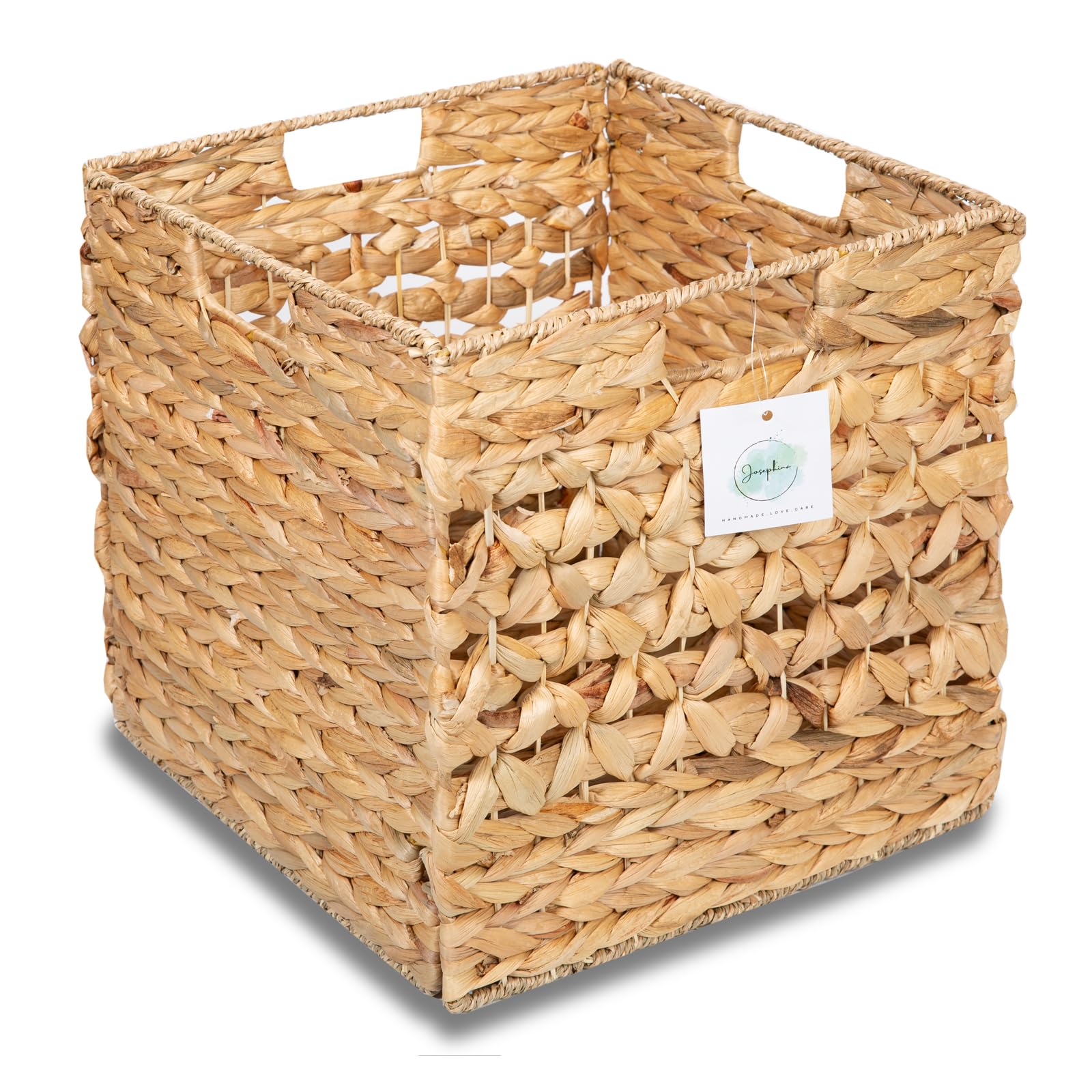 JOSEPHINA CALYXX 2er Set, Box 32x32x32cm, Aufbewahrungsbox geflochten für Würfelregal, Aufbewahrungskorb für Ikea Expedit/Kallax Regal Einsatz, Deko Korb I Ordnungsboxen I 2in1 Design, 4x Griffe