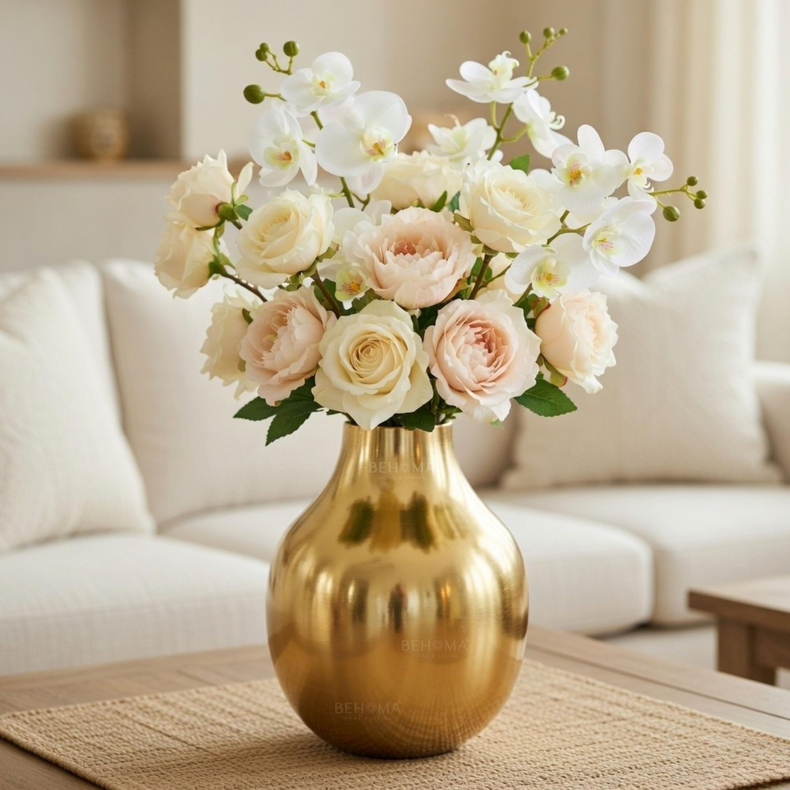 BEHOMA Gold Metal Vase - Elegant Home Decor -13