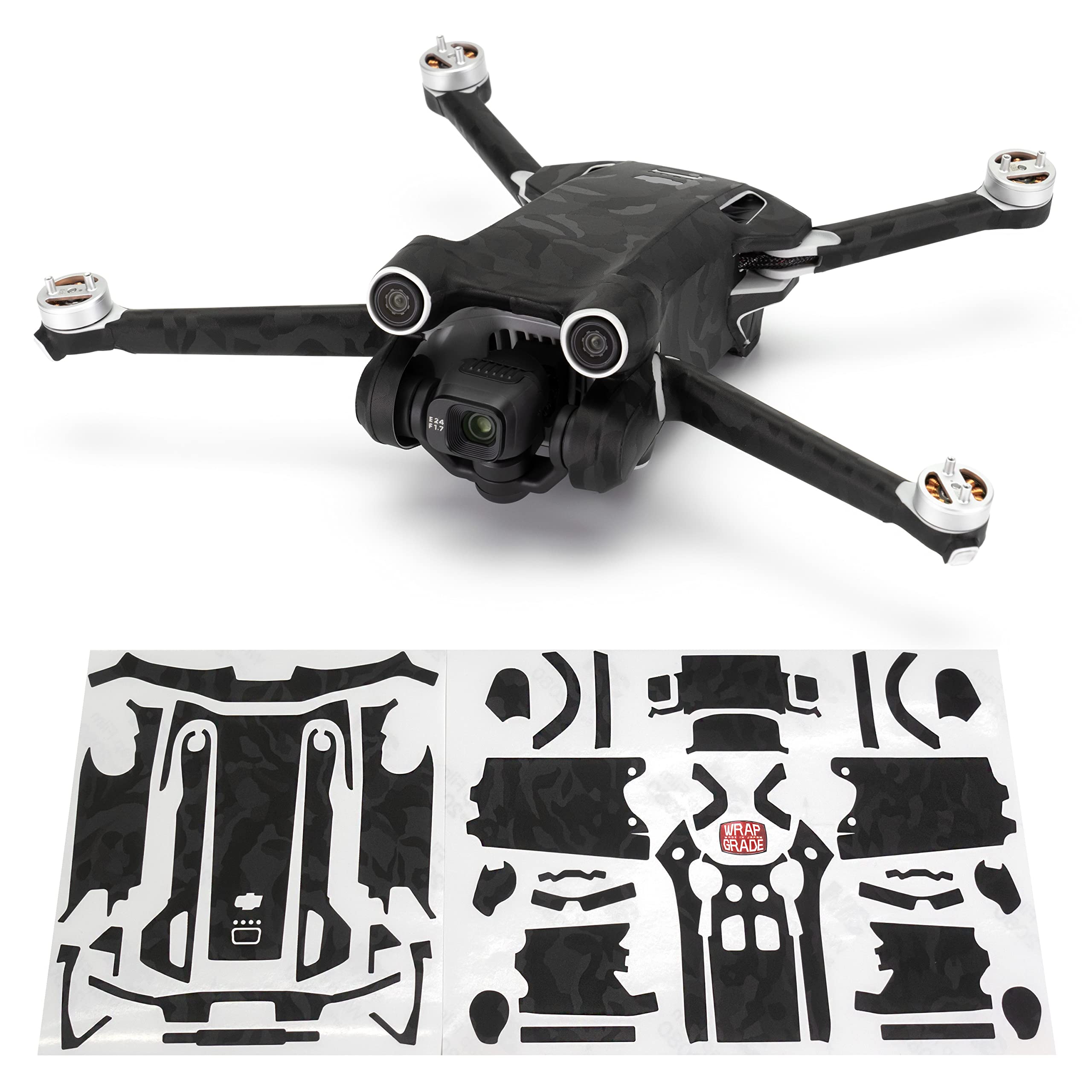 WRAPGRADE Skin Compatible with DJI Mini 3 Pro (BLACK BUMPY CAMO)