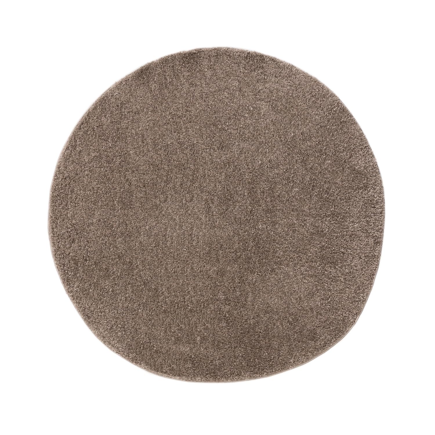 benuta Basic Hochflorteppich Soho - Taupe ø 120 cm rund - Kuschelig Weicher Teppich im Minimalistischen Look - Pflegeleicht - Fußbodenheizung Geeignet