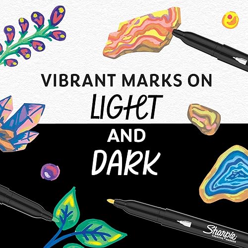 Miniatura 5 de Sharpie Marcadores creativos, marcadores de pintura acrílica a base de agua, punta fina, surtidos, 12 unidades