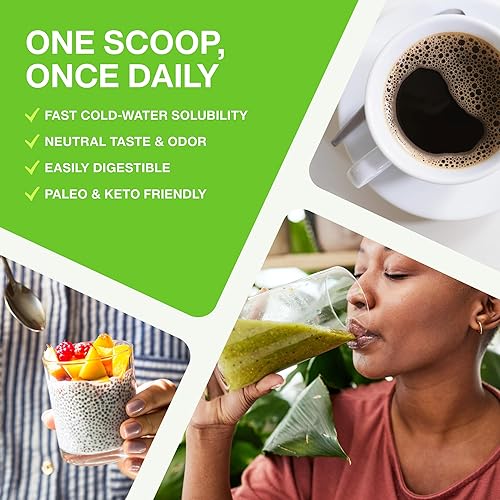 Miniatura 6 de Suplemento de péptidos de colágeno hidrolizados para mujeres y hombres - Soporte para articulaciones, cabello, piel y uñas - Alimentado con pasto