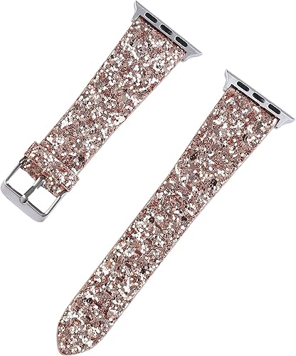 Miniatura 3 de Correas brillantes compatibles con Apple Watch Band + funda Ultra 21 de 1.49, 1.57, 1.61, 1.65, 1.73, 1.77 y 1.73 pulgadas, correa de cuero con