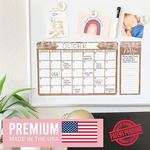 Miniatura 3 de Hadley Designs Calendario magnético rústico y pizarra de borrado en seco para refrigerador, calendario magnético de pizarra blanca, imán