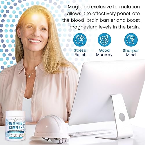 Miniatura 7 de Polvo complejo de magnesio  8 tipos de magnesio, L-treonato (magteína), glicinato, malato y más para la salud cerebral, relajación, máxima
