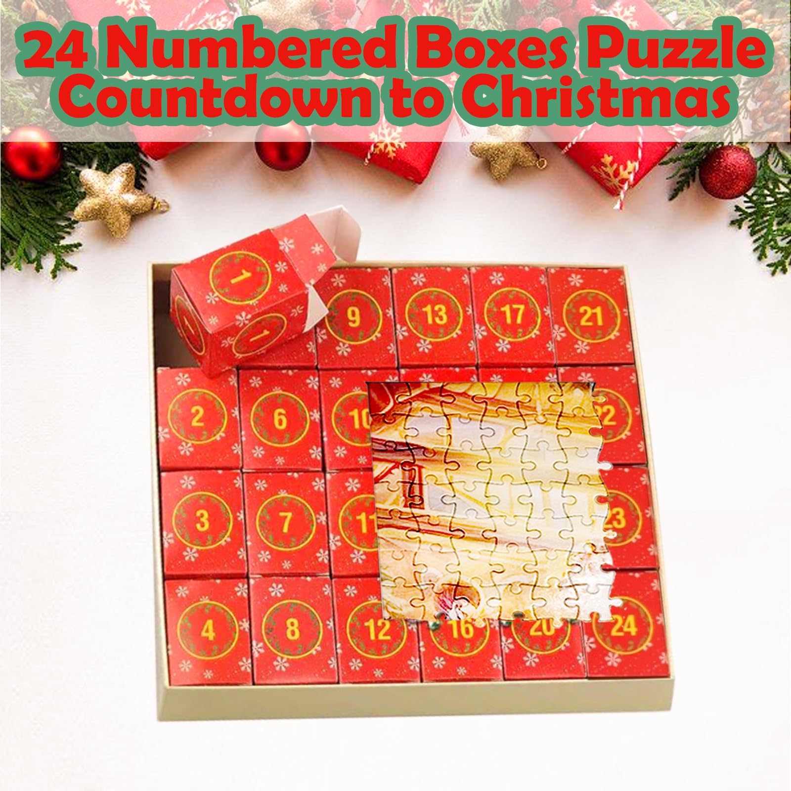 Calendario De Adviento Puzzle Navidad 2024 – 1008 Piezas En 24 Cajas Sorpresa, Imagen De Papá Noel, Medidas 50×70 Cm, Actividad Familiar