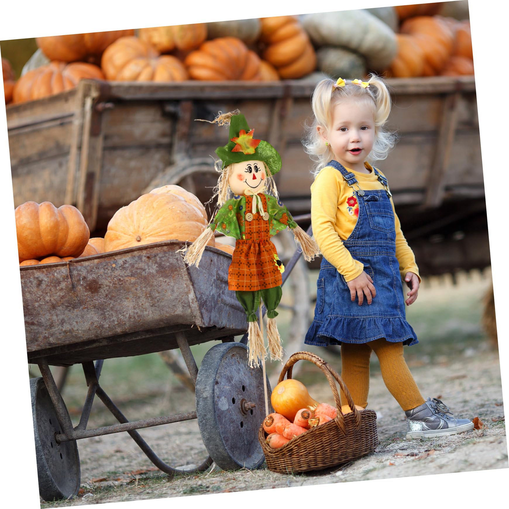 Supvox Gartenfigur aus Stroh für Herbstfest und Halloween Vogelscheuche zur Dekoration für Thanksgiving und Garten Ornament für Erntedankfest und Halloweenparty
