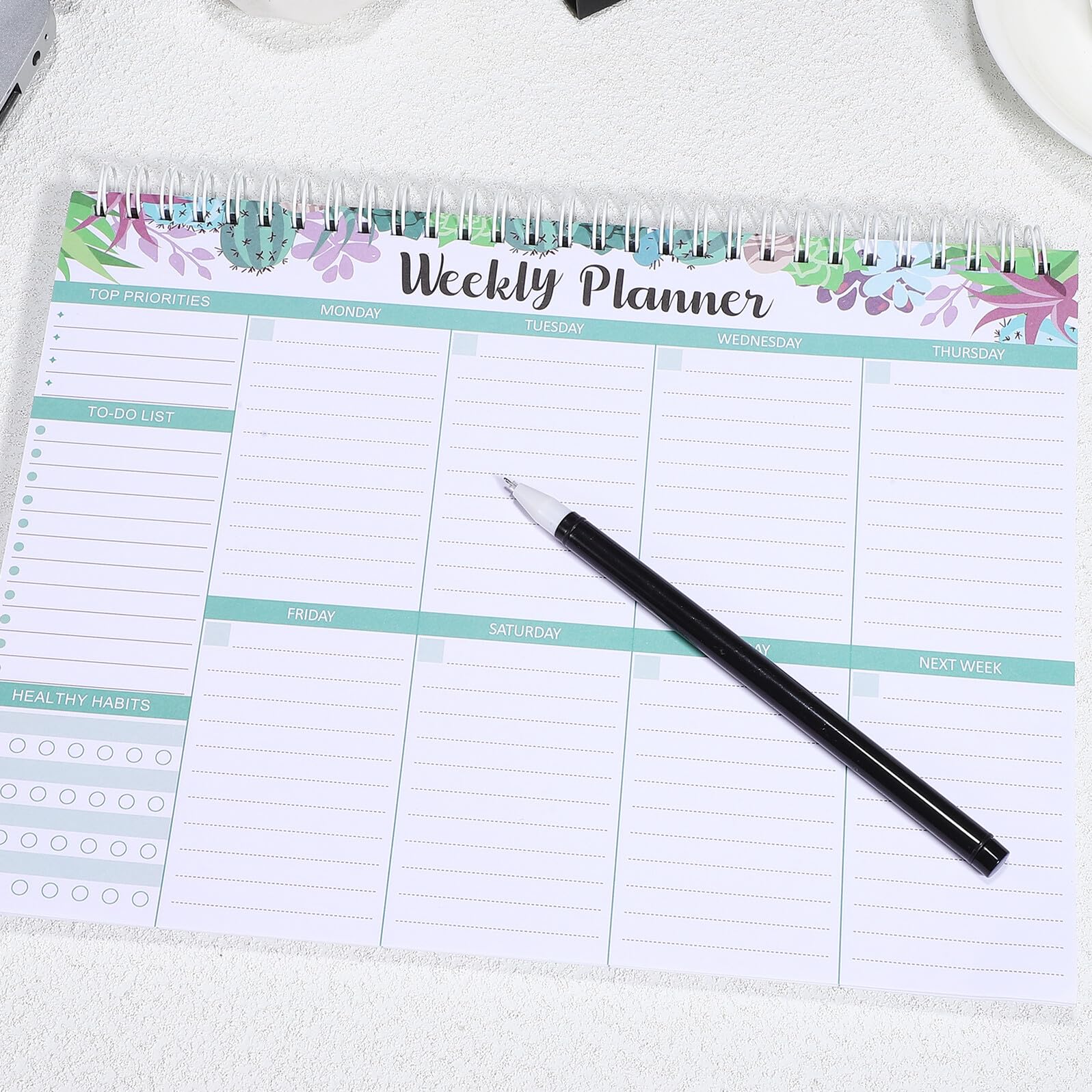 DOITOOL 4 Pezzi Planner Settimanale Scrivania con Rilegatura Spirale Blocco Note Organizzatore Settimanale per Studenti Insegnanti e Ufficio Carta Selezionata Resistente Design Elegante