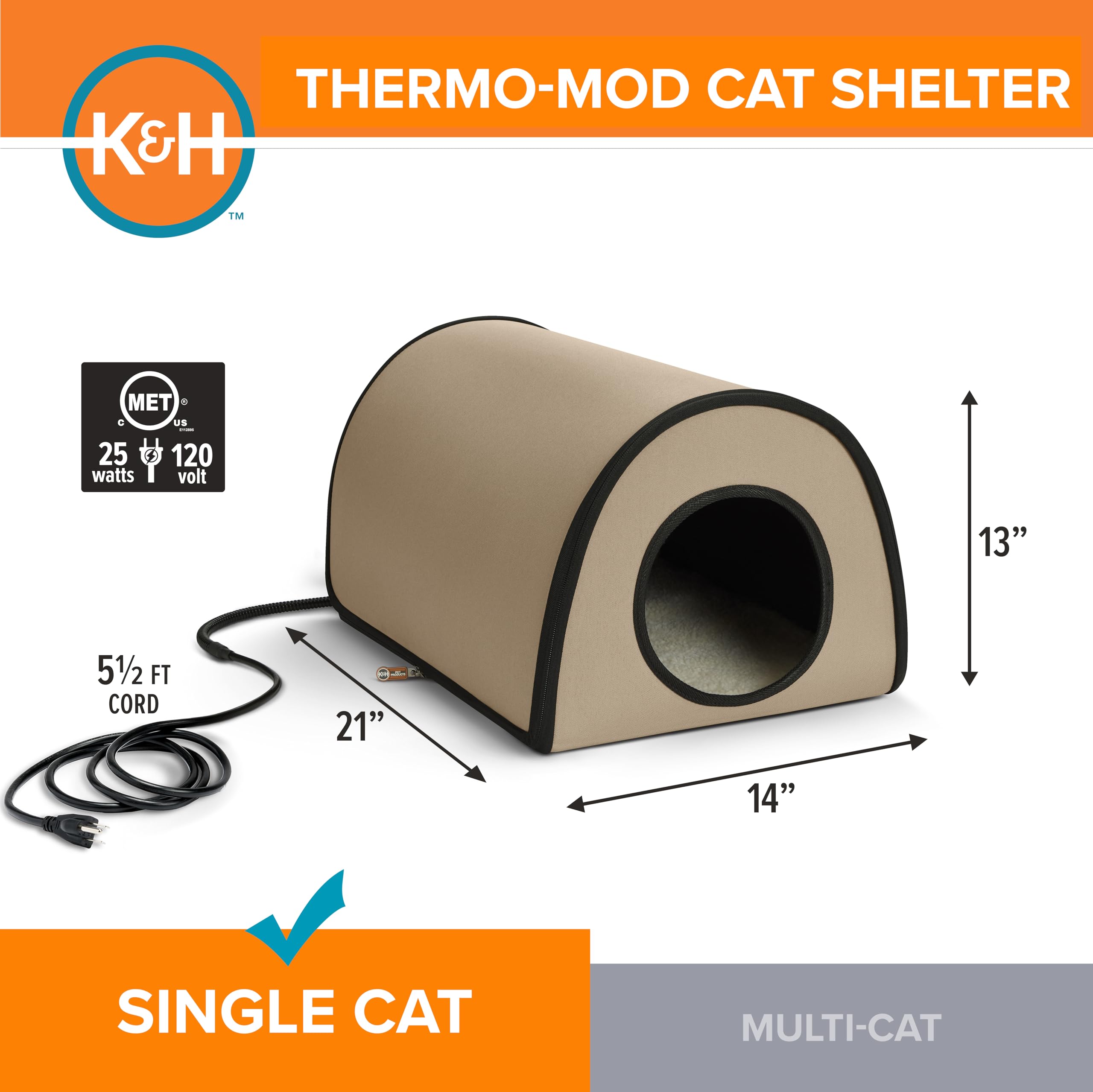 K&H Pet Products Thermo Mod Kitty Shelter wodoodporny zewnętrzny podgrzewany domek dla kota