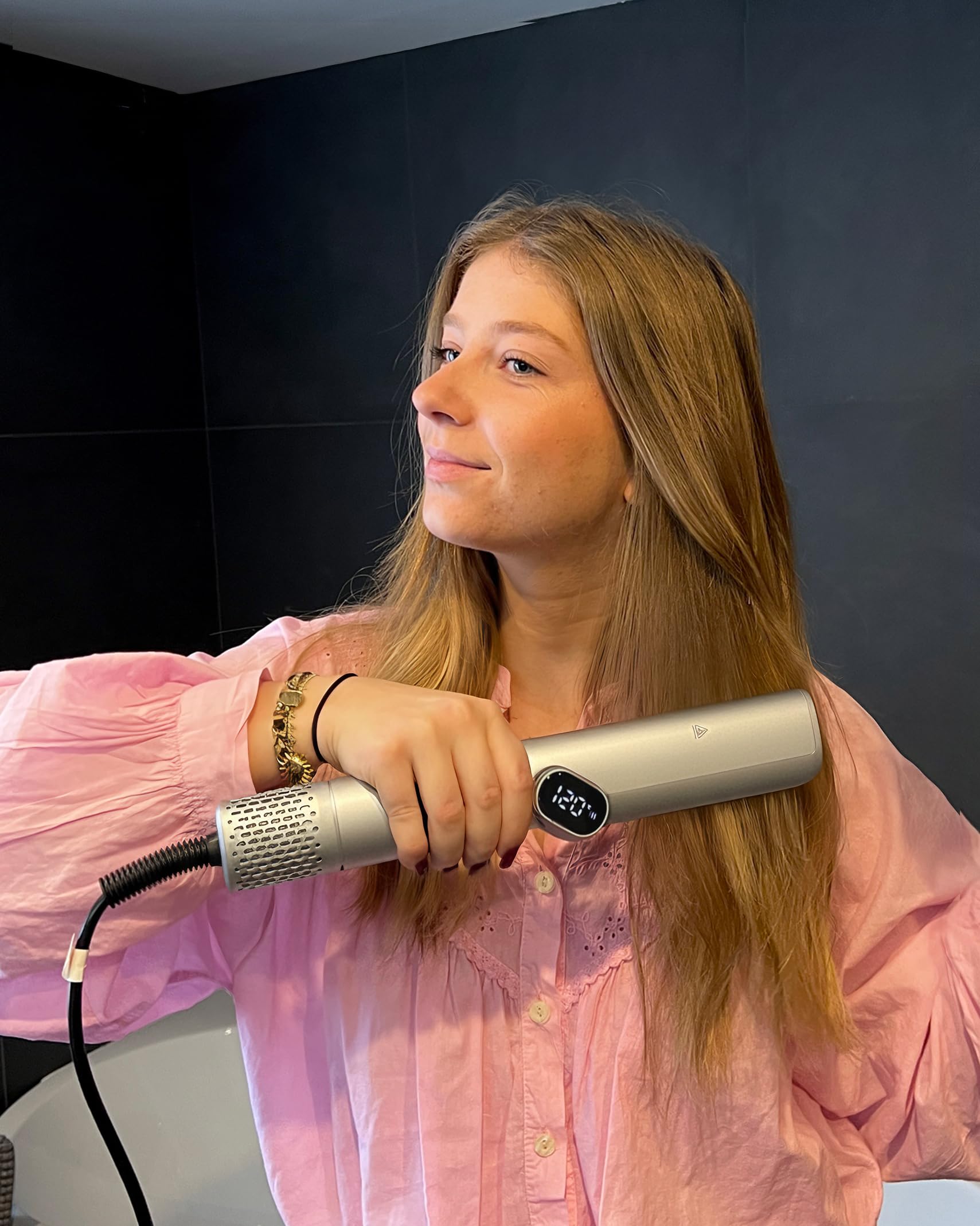 SENYA Hair Fusion Lisseur Séchant Wet & Dry Sans Plaques Chauffantes, Sèche & Lisse en Même Temps, Technologie Air Chaud, Affichage LED