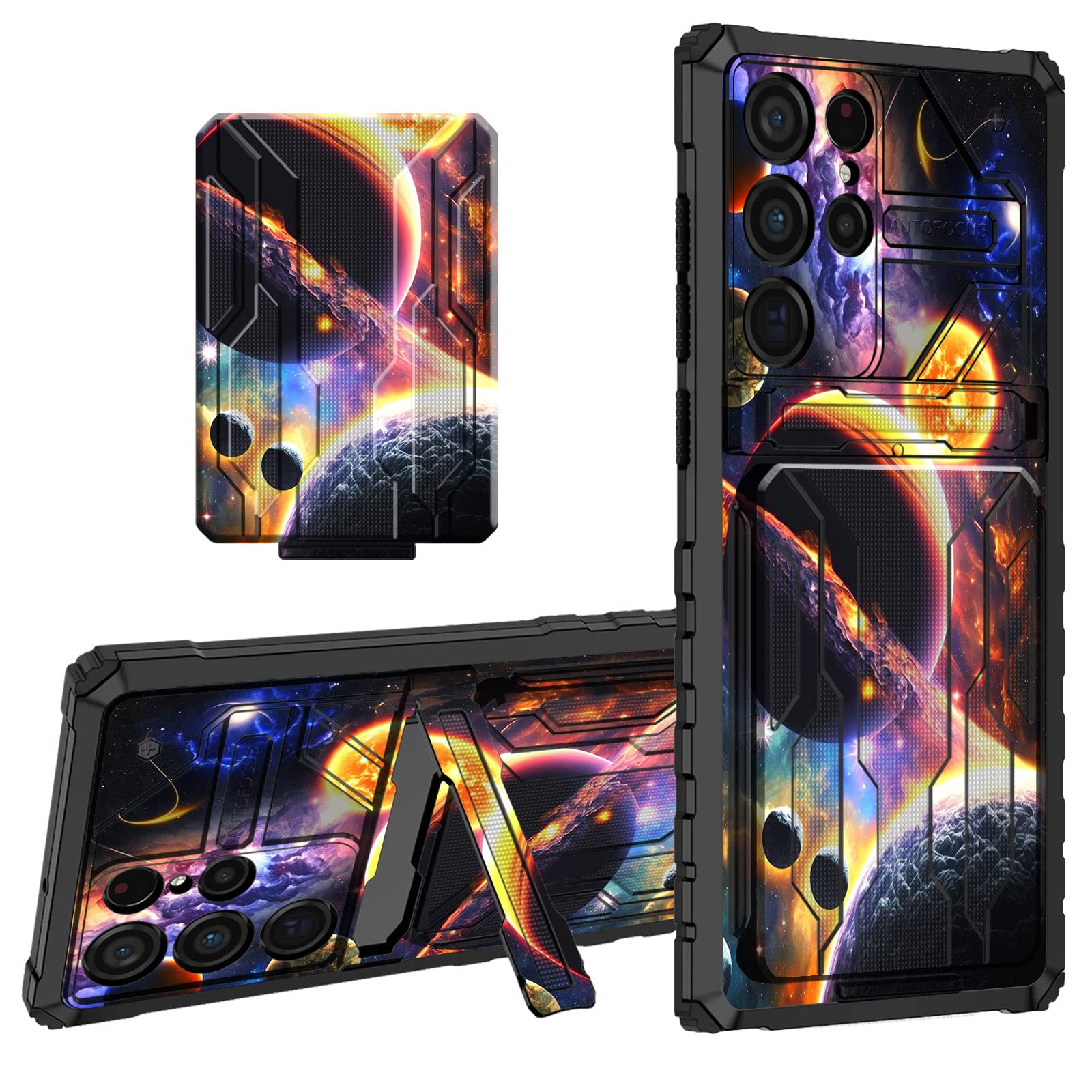 CGFGHHUY for Samsung Galaxy S22 Ultra Case Wallet Case with Credit Card Holder & Kickstand Dual Layer Hard PC Soft TPU Shock Proof Protective Cover