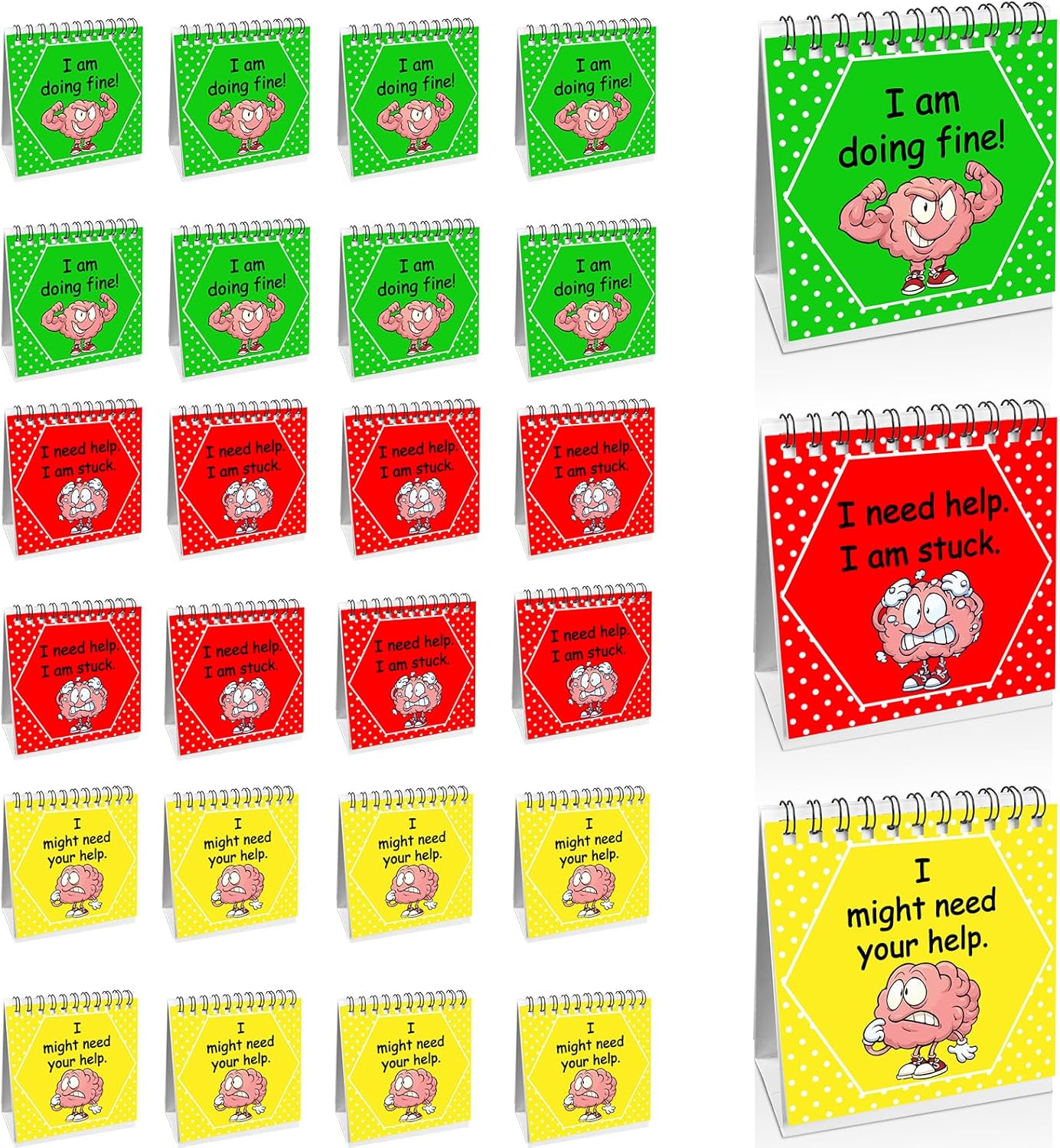 24 Pcs I Need Help Mini Flip Chart Signs for Students,Self